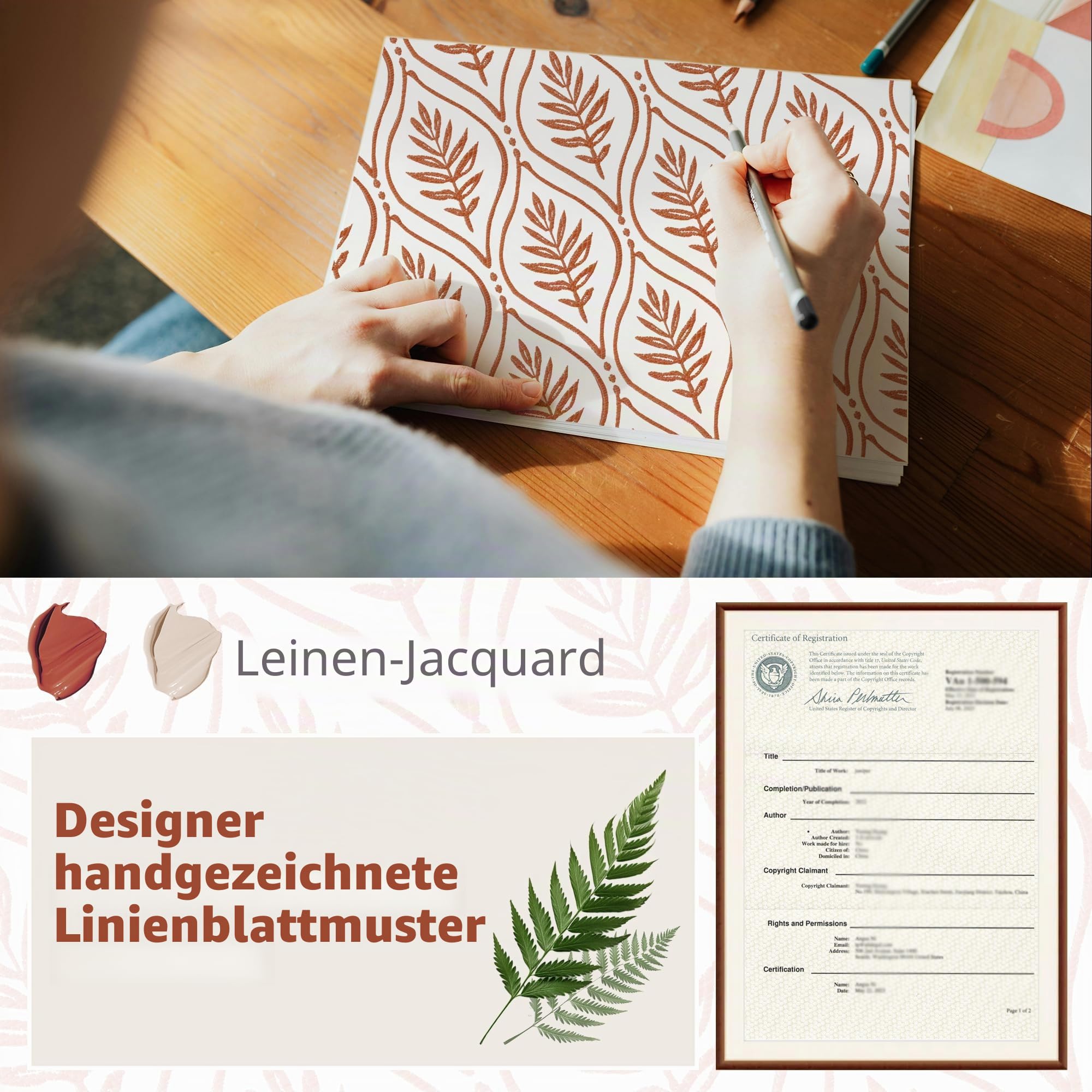 BGment Jacquard-Vorhänge mit Blattmuster im französischen Landhausstil, 243,8 cm lang, 2 Paneele, Terrakotta