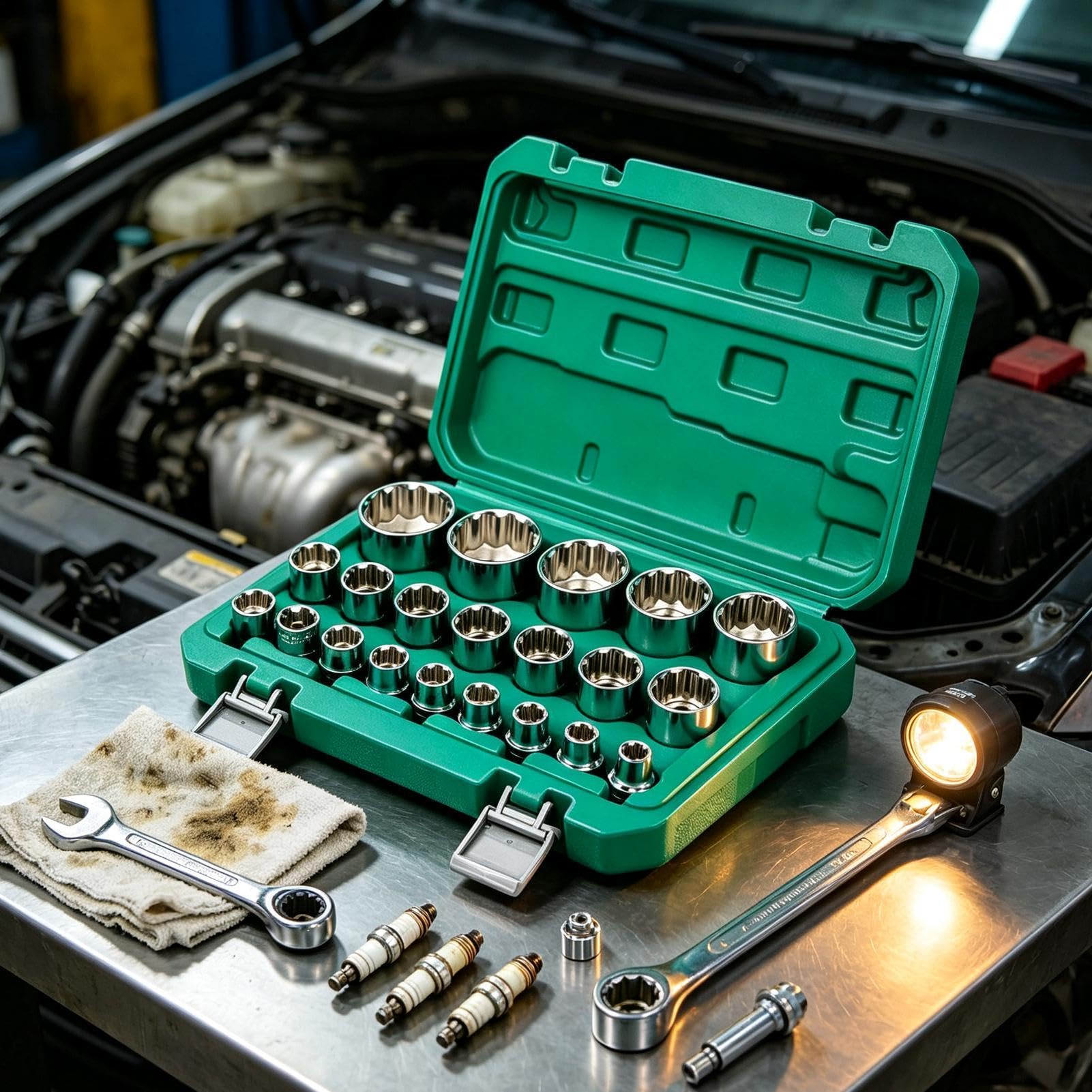 Set di Bussole a Cricchetto Kit Adattatore Per Trapano Elettrico A 12 Punte | Set di Chiavi a Bussole per Meccanici Per Riparazioni In Ambito Domestico, Garage, Officina, Auto, Moto,