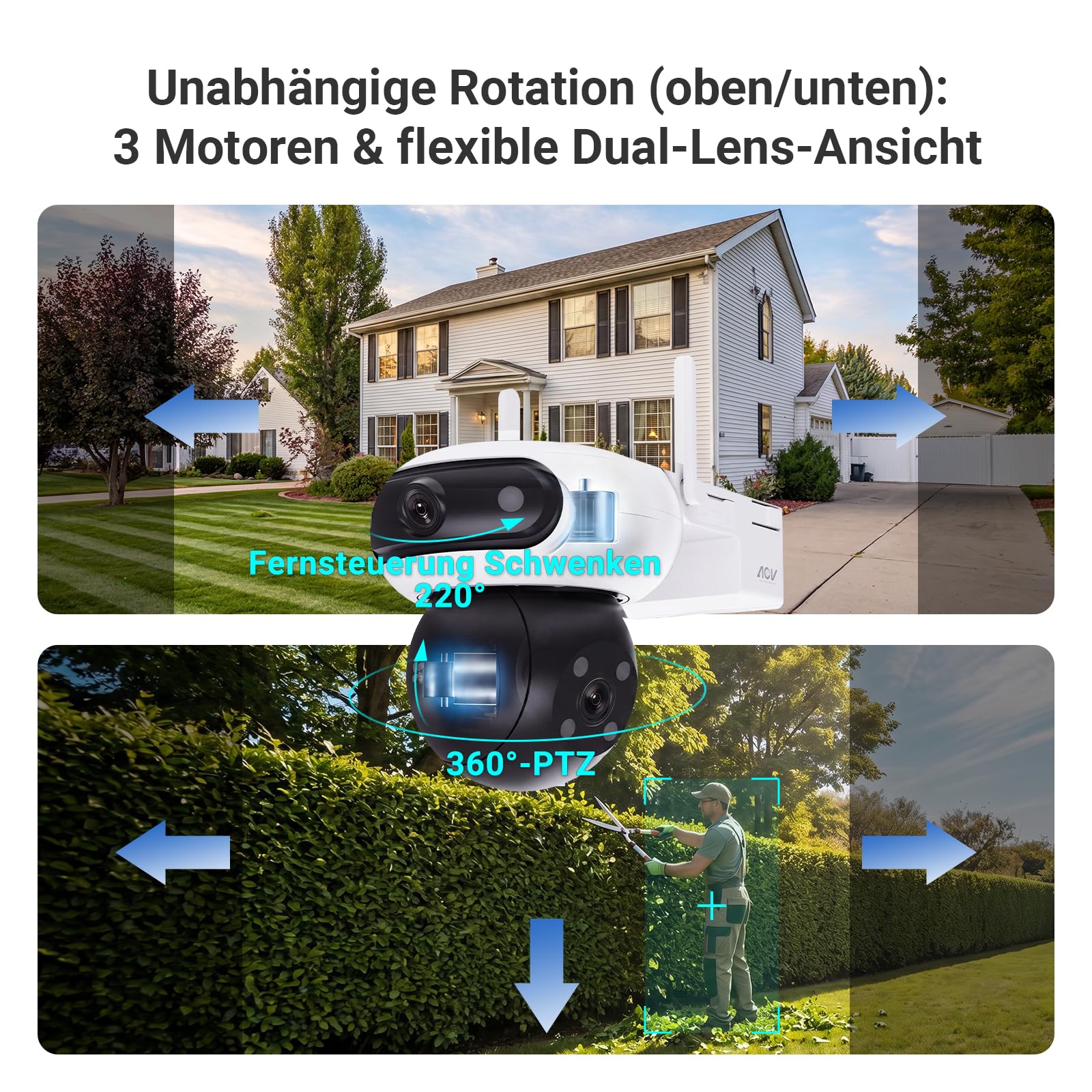 EZVIZ 3K+3K Akku Überwachungskamera Aussen mit 8W Solarpanel CB90 Dual | Dual-Objektiv, 10400mAh Batterie, Auto-Tracking, Farbnachtsicht, Personen/Fahrzeugerkennung, Zwei-Wege-Audio, Ohne Abo