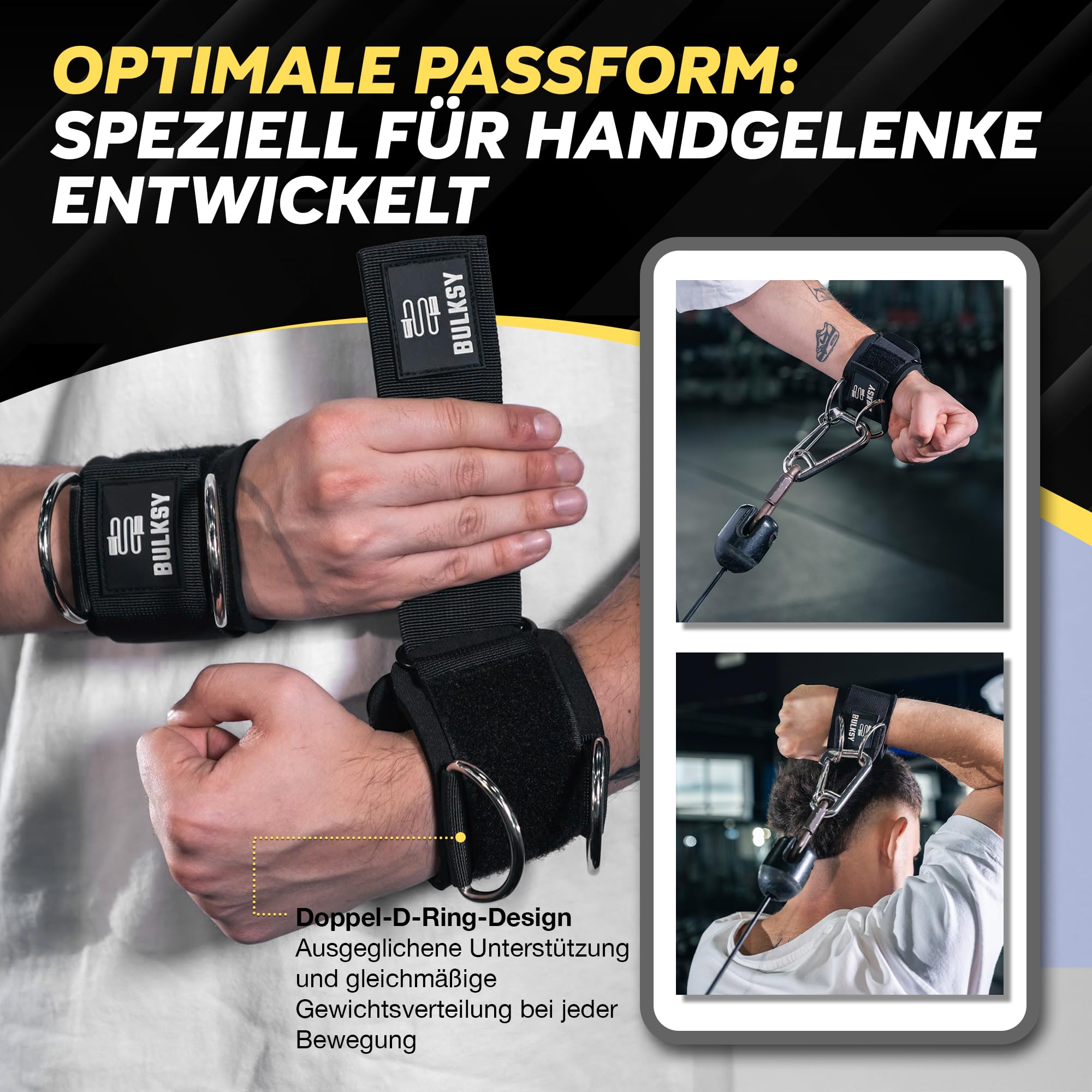 Handgelenk Bandagen Gym für Seilzüge - Wrist Cuffs Gym - Loop Straps - Handschlaufen Gym - Wrist Wraps - Handgelenkschlaufen Gym - Seitheben Schlaufe Handgelenk - Wrist Straps Fitness Zubehör Männer