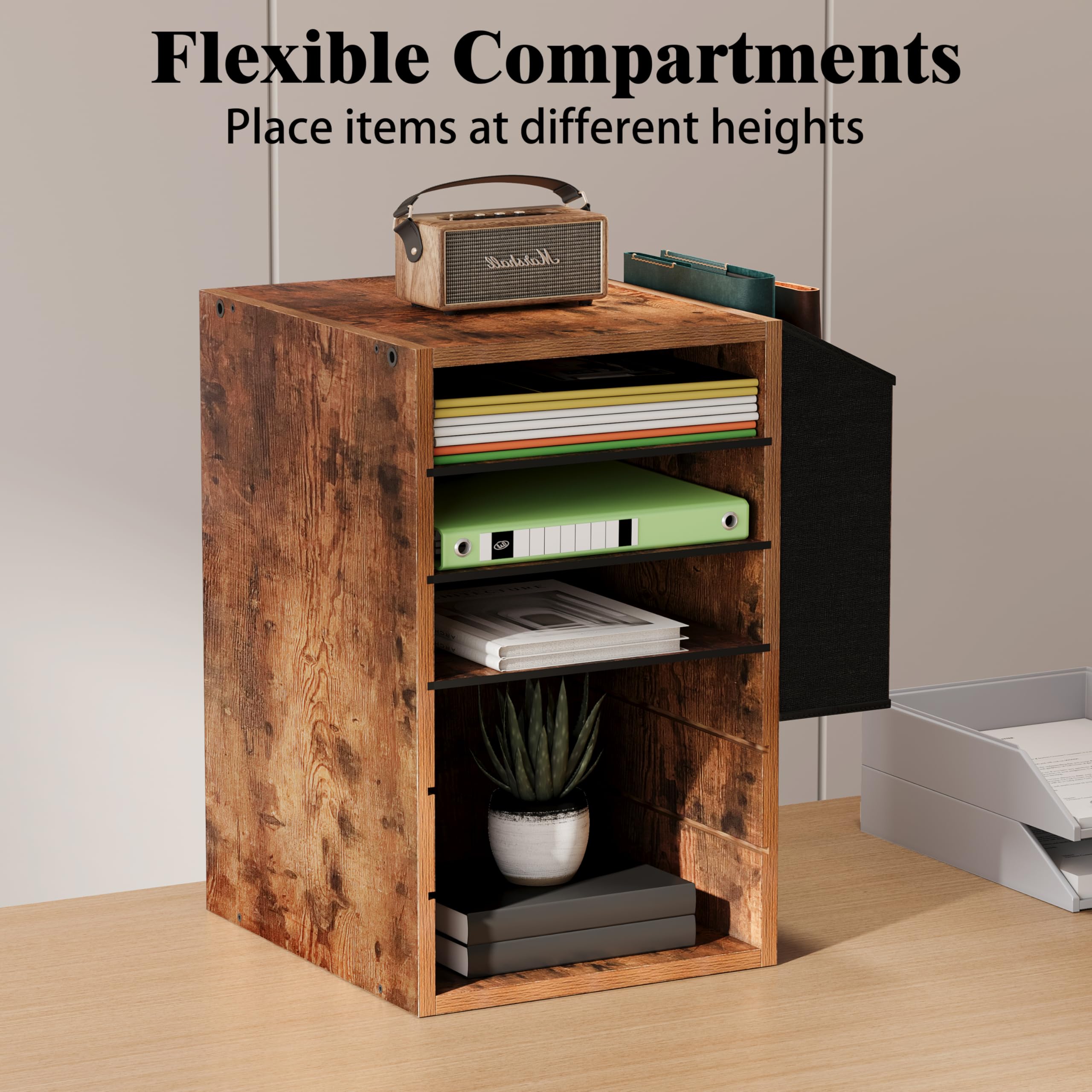 Unionly, hölzerne Papier Organizer mit Aufbewahrungstasche, 10 Tier verstellbar Klassenzimmer Mailbox, abnehmbare Klassenzimmer Organisation, Lehrer Schreibtisch Organisation für Büro, Studie, weiß