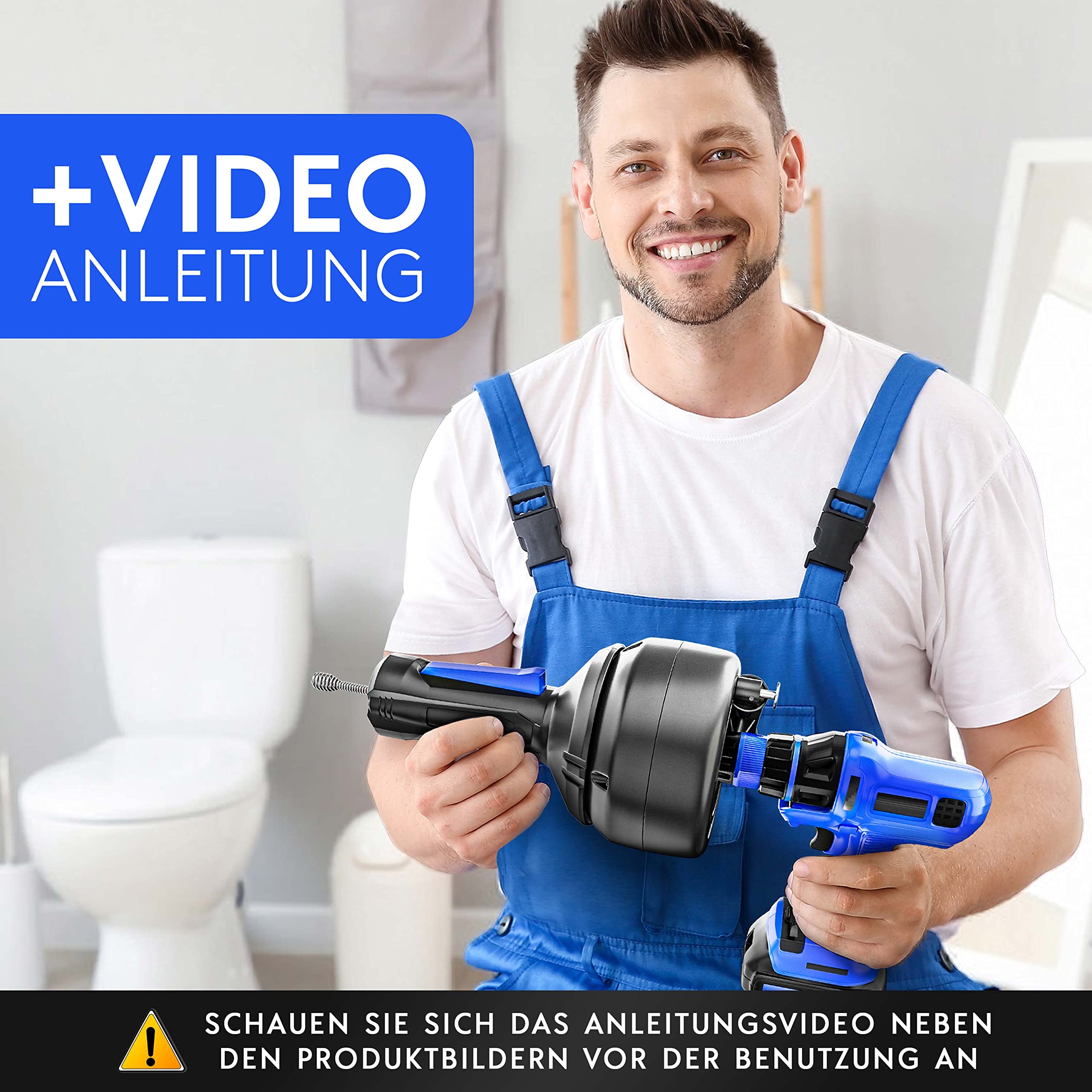 Meisterfaktur Rohrreinigungsspirale Pro [5 m] - innovativer Mechanismus - Ideale Abflussspirale für eine schnelle Rohrreinigung - Die Rohrspirale für echte Heimwerker!