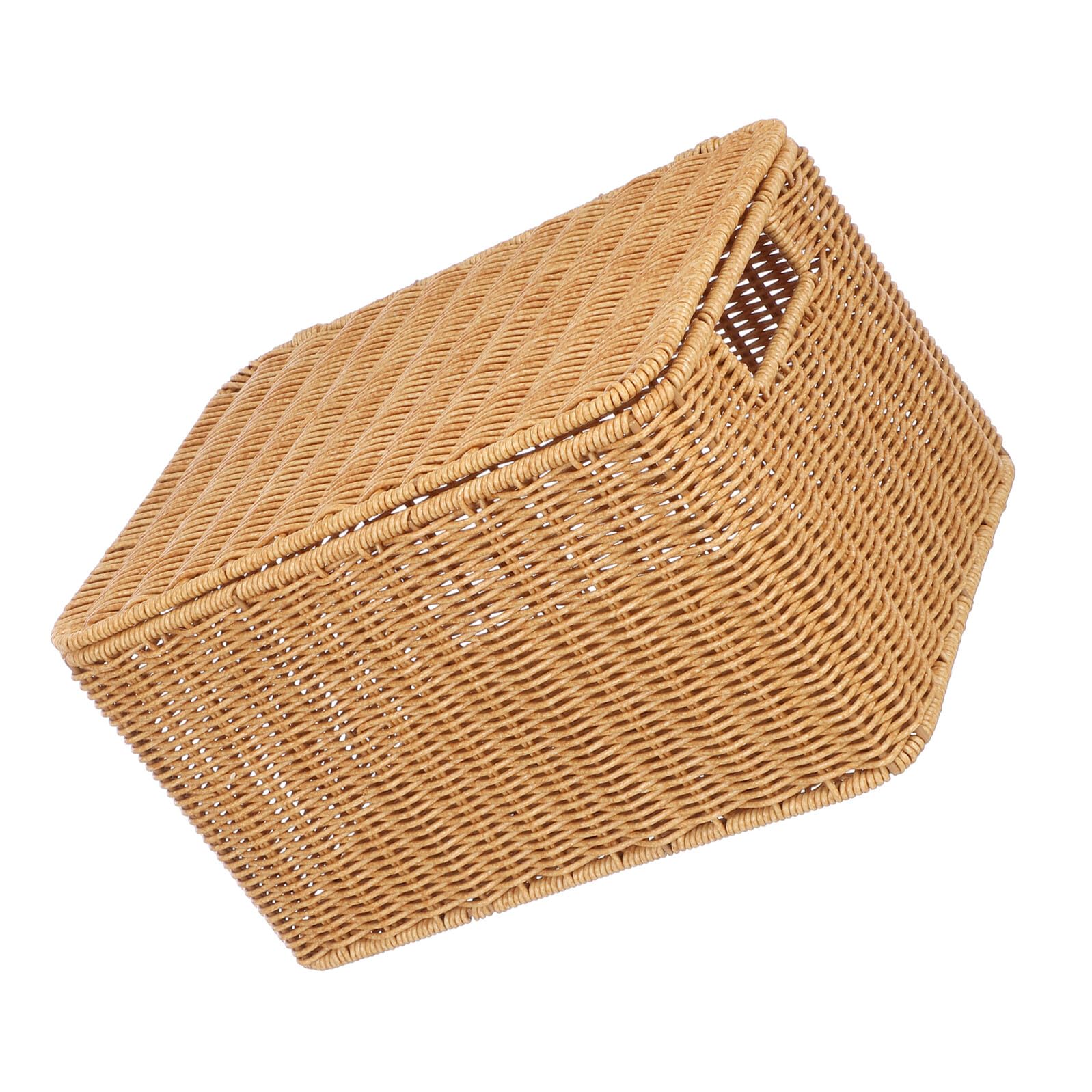 Imitat-rattan Aufbewahrungskorb mit Deckel Rechteckiger Großer Organizer Korb Dekorativer Geflochtener Korb für Küche Bad Büro und Vielseitige Aufbewahrung von Snacks Kosmetik und
