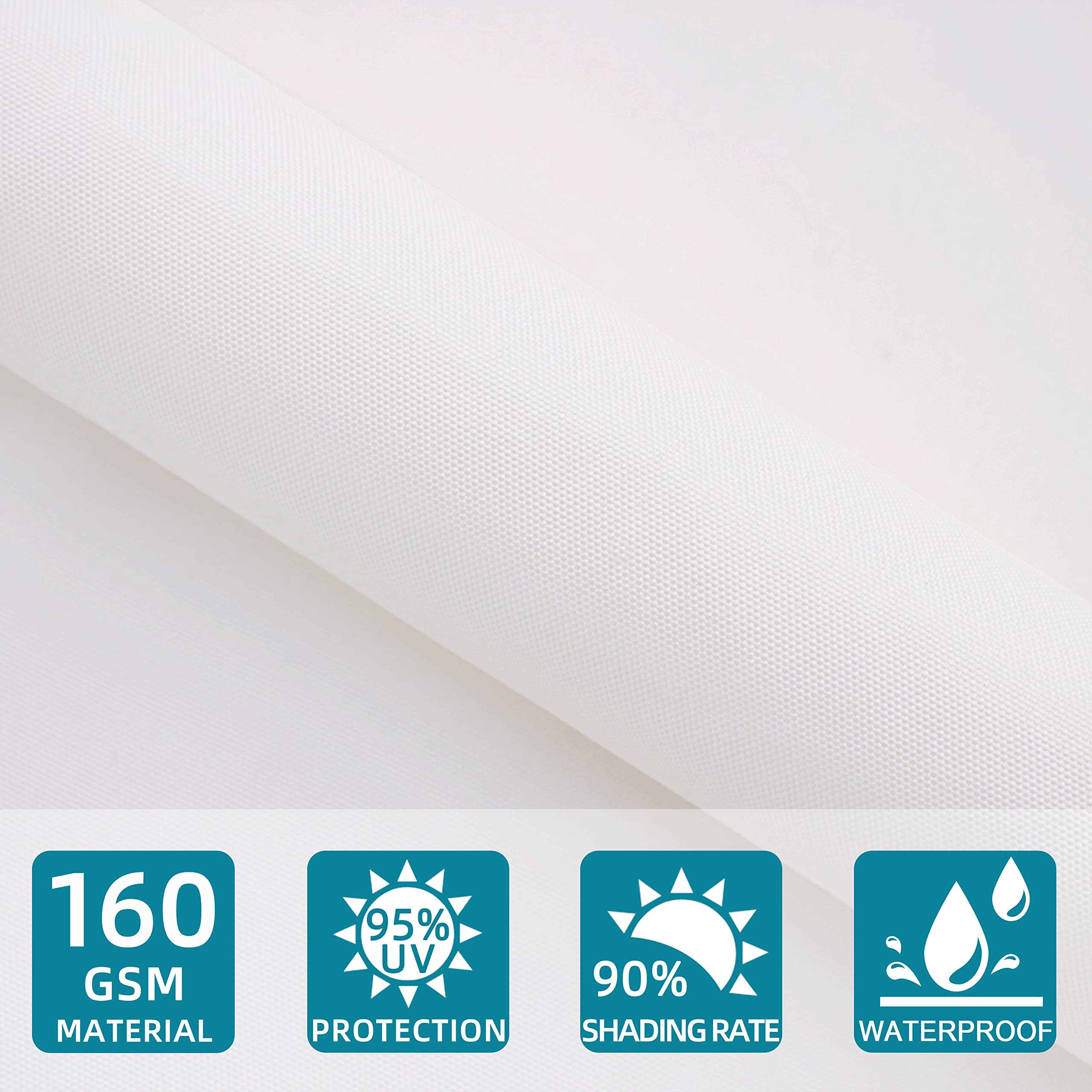Sunnylaxx 2x4m Crema Tenda a Vela Rettangolare, Impermeabile Vele Parasole Protezione UV 95% per Esterno, Giardino e Terrazza, Piscina