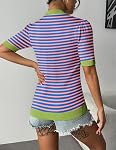 Zeagoo Tiges manches courtes Femmes V Col Robe Casual Pull en maille souple