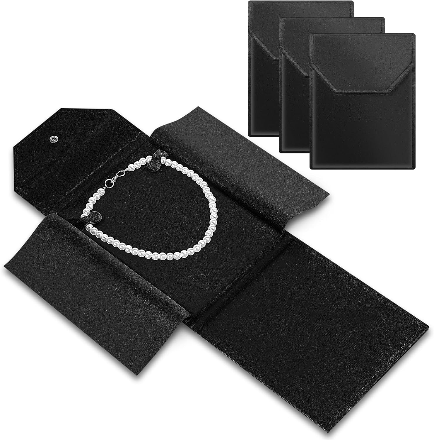 4 Pcs Velvet Necklace Jewelry Display Folder Necklace Folder Jewelry Travel Storage Holder Necklaces Storage Display Case Travel Necklaces Organizer (Black)