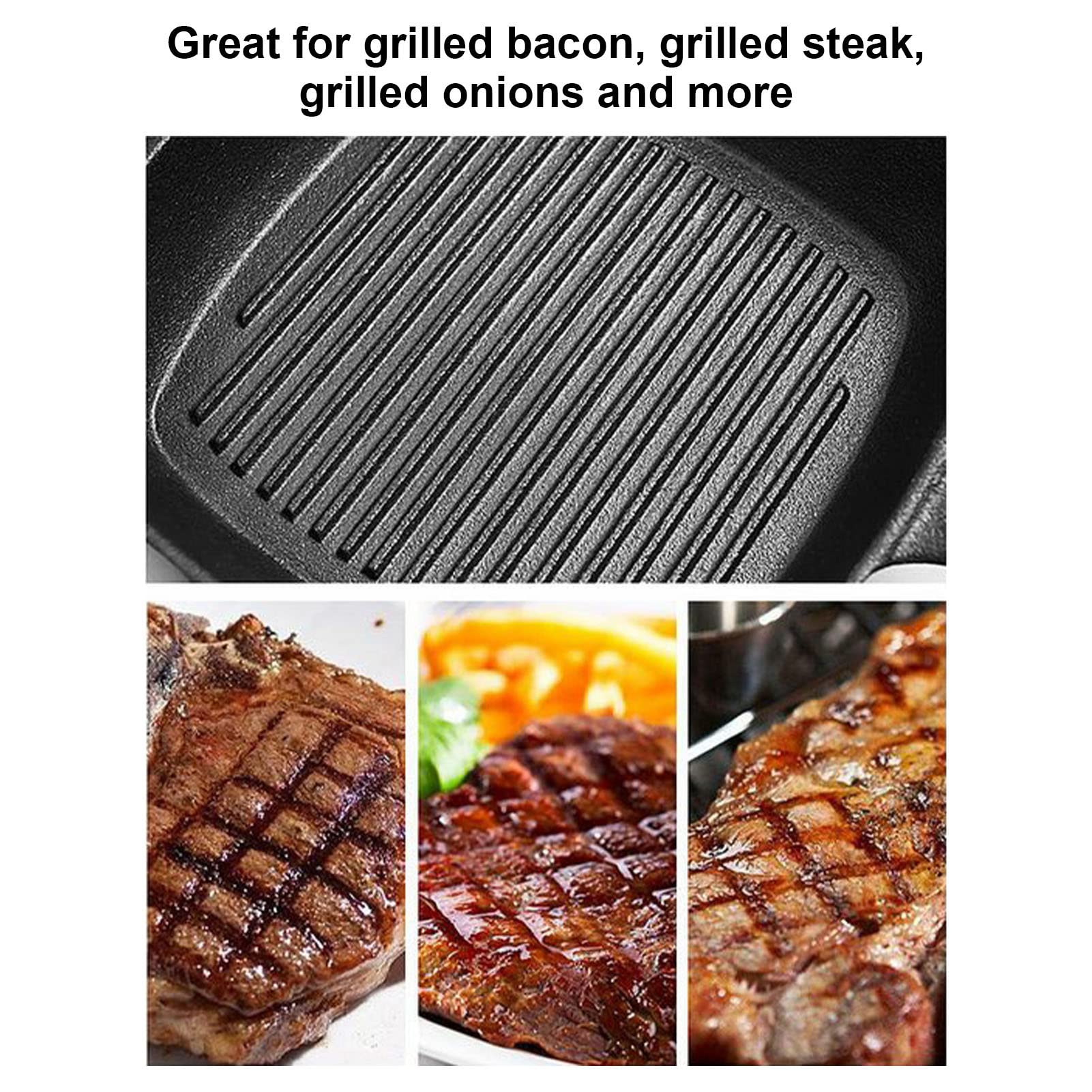 Nieprzywierająca patelnia grillowa z wylewkami, żeliwna kwadratowa patelnia grillowa, patelnia grillowa Konstrukcja nieprzywierająca Uchwyt odporny na ciepło Szybkie (22cm)