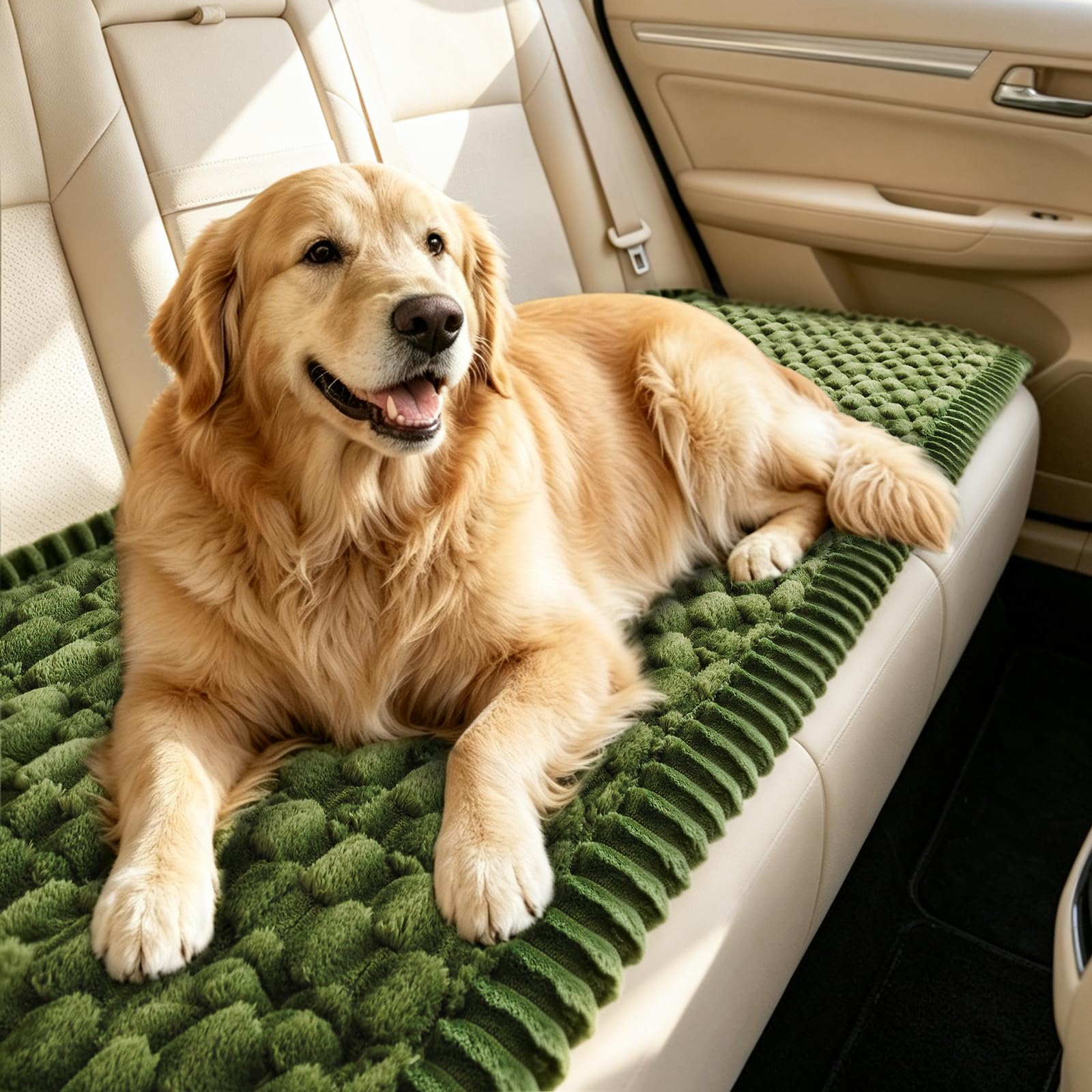 Backseat Pet Bed Mat,Thick Dog Car Seat Cover,Dog Car Bed Mat,Dark Green