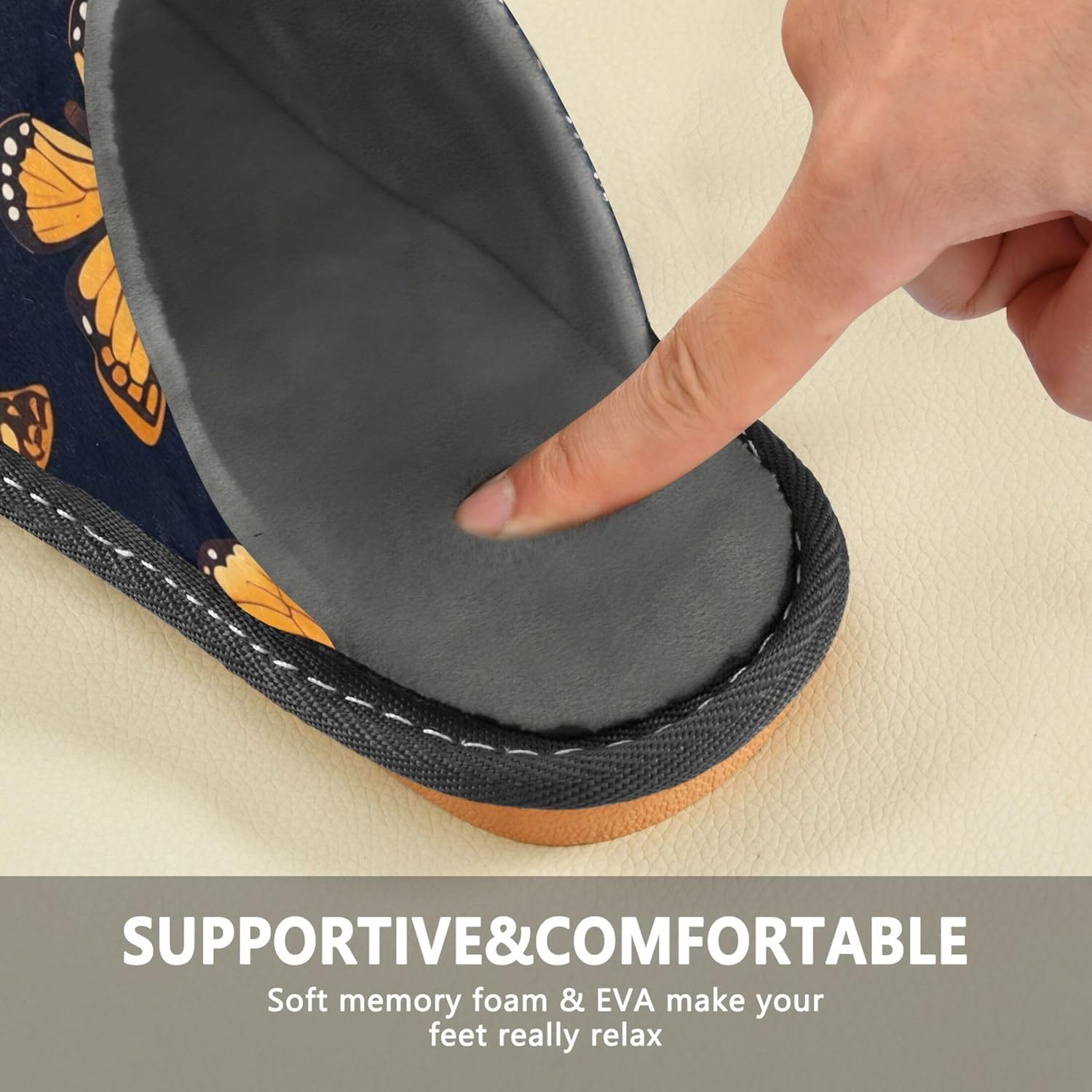 Butterfly House Slippers – Cozy Fuzzy Slippers for Guests, Washable & Disposable, Perfect for Shoeless Home, Spa & Hotel Use A110408