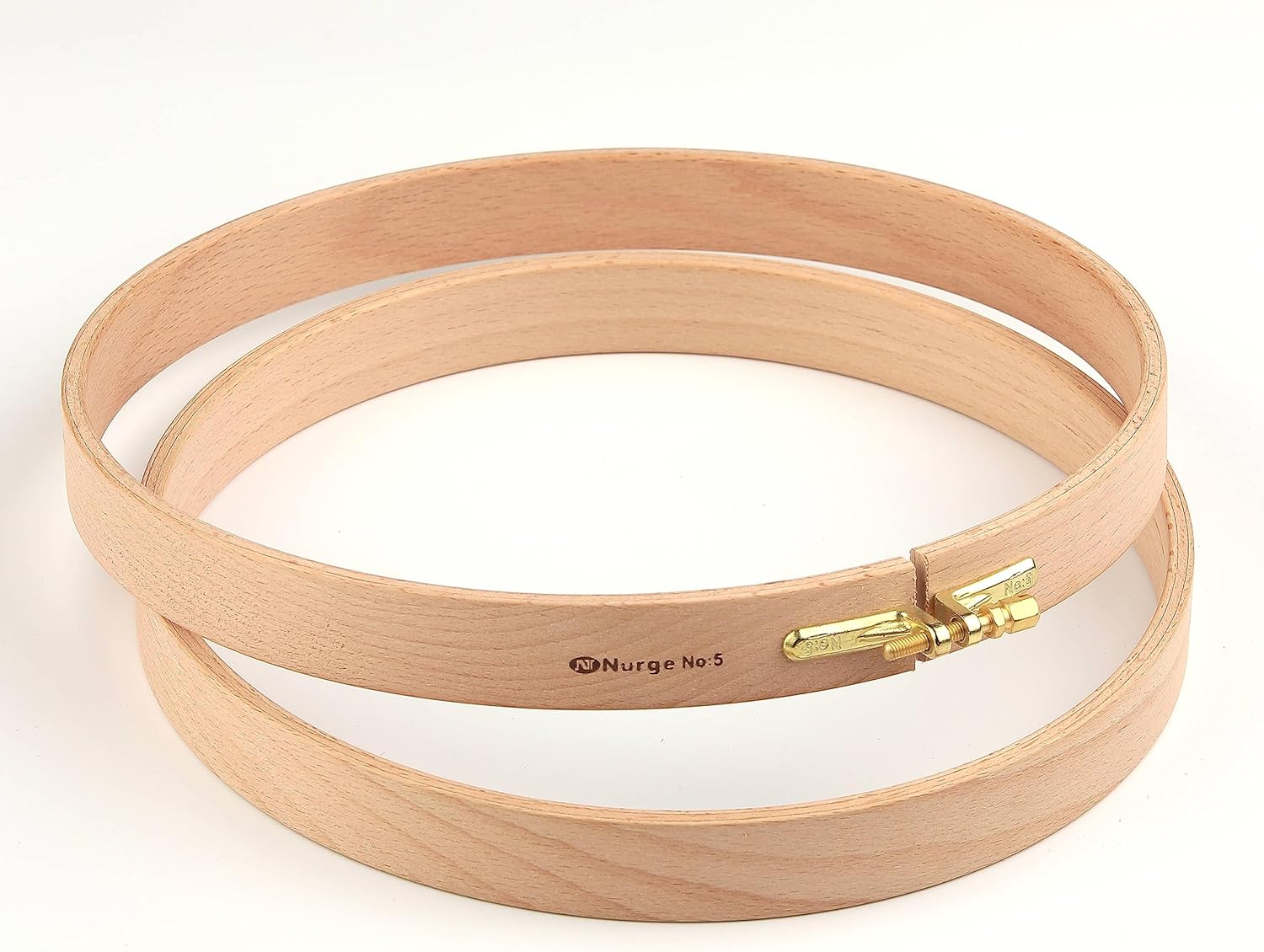 Nurge Premium Quality 24mm Wood Embroidery Hoop, Cross Stitch Hoop with Gold Plated Adjustable Brass Screw for DIY Projects No:8