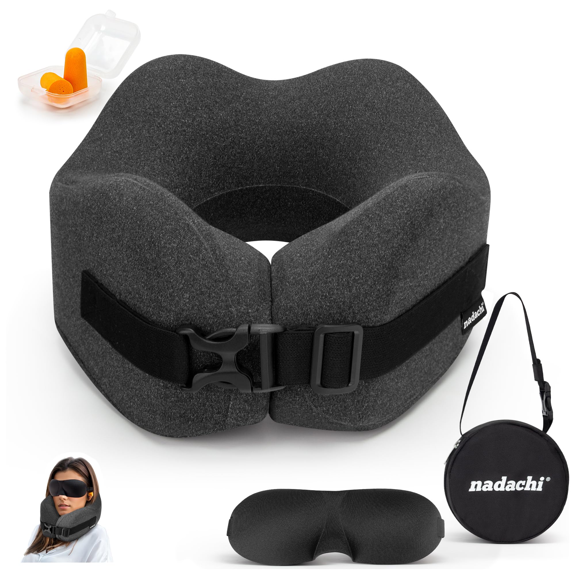 Amazon.com: nadachi Neck Pillow Airplane Travel Set - Pure Memory
