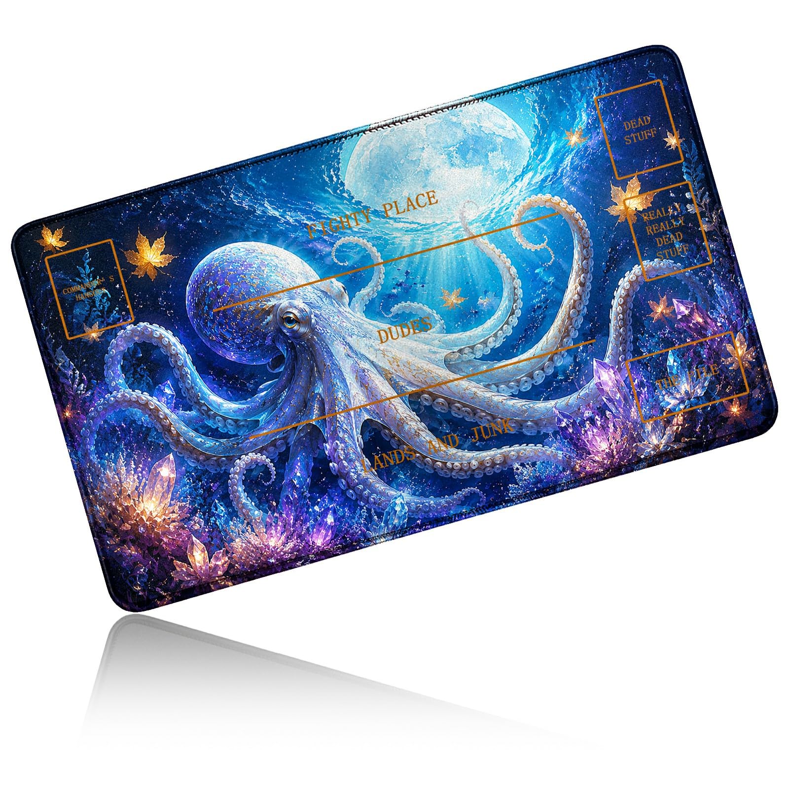 Dikoer for MTG/TCG Playmat w/Zones Commander Deck Mat, Deep Sea Octopus