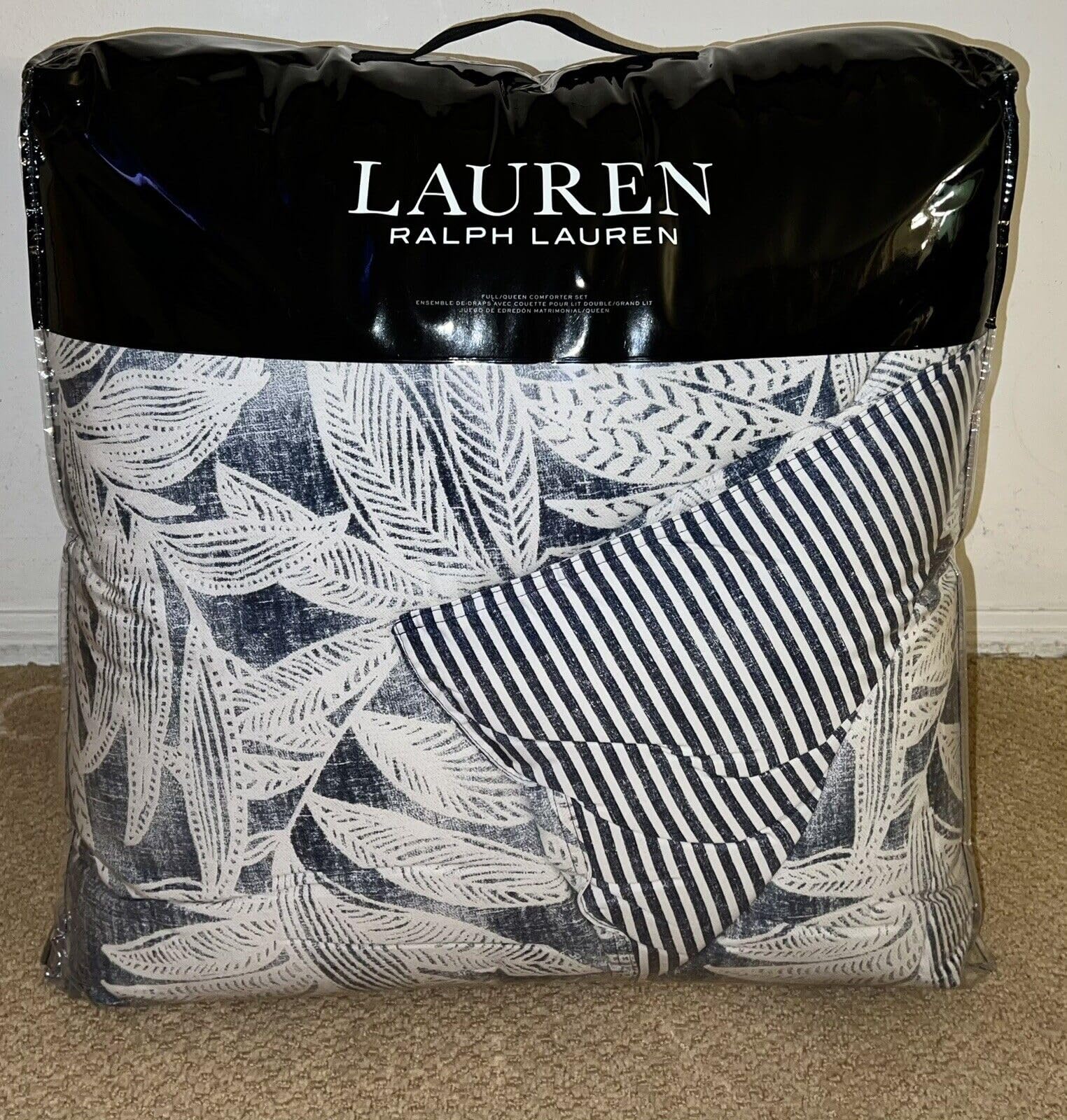 Amazon.com: Lauren Ralph Lauren Evan Blue Palm Leaf Full Queen 3
