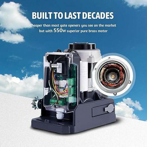 Miniatura 4 de CO-Z Abridor automático de puerta corredera de 3300 libras con 2 controles remotos, motor eléctrico de puerta de entrada de hasta 40 pies, kit