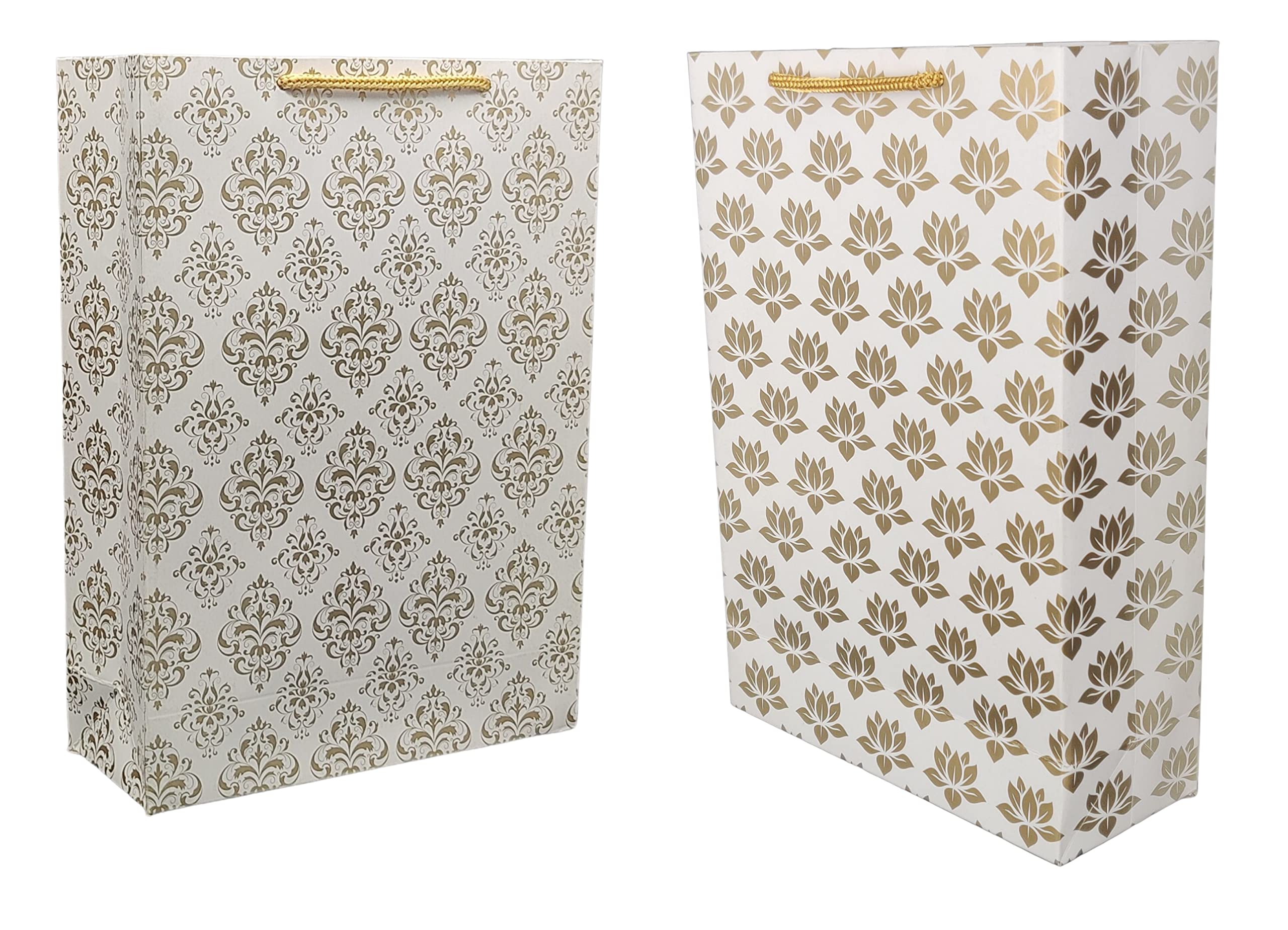 TASCHE Gold Flower and Gold Lotus Design Printed Assorted Design Paper Carry Bags | Gift Bags for Return gifts, Birthday and presents (27.94 * 20.32 * 7.62 CM) (Pack of 80) (B0C1SLSC65) Amazon Price History, Amazon Price Tracker