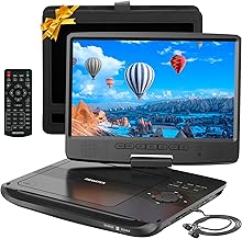 MEGATEK 12.5" Portable DVD Player with 10.5" Screen & Headphones, Car DVD Player for Kids with Headrest Mount, 6-Hour Battery, Supports CD/DVD/USB/SD Card, Remote - Black