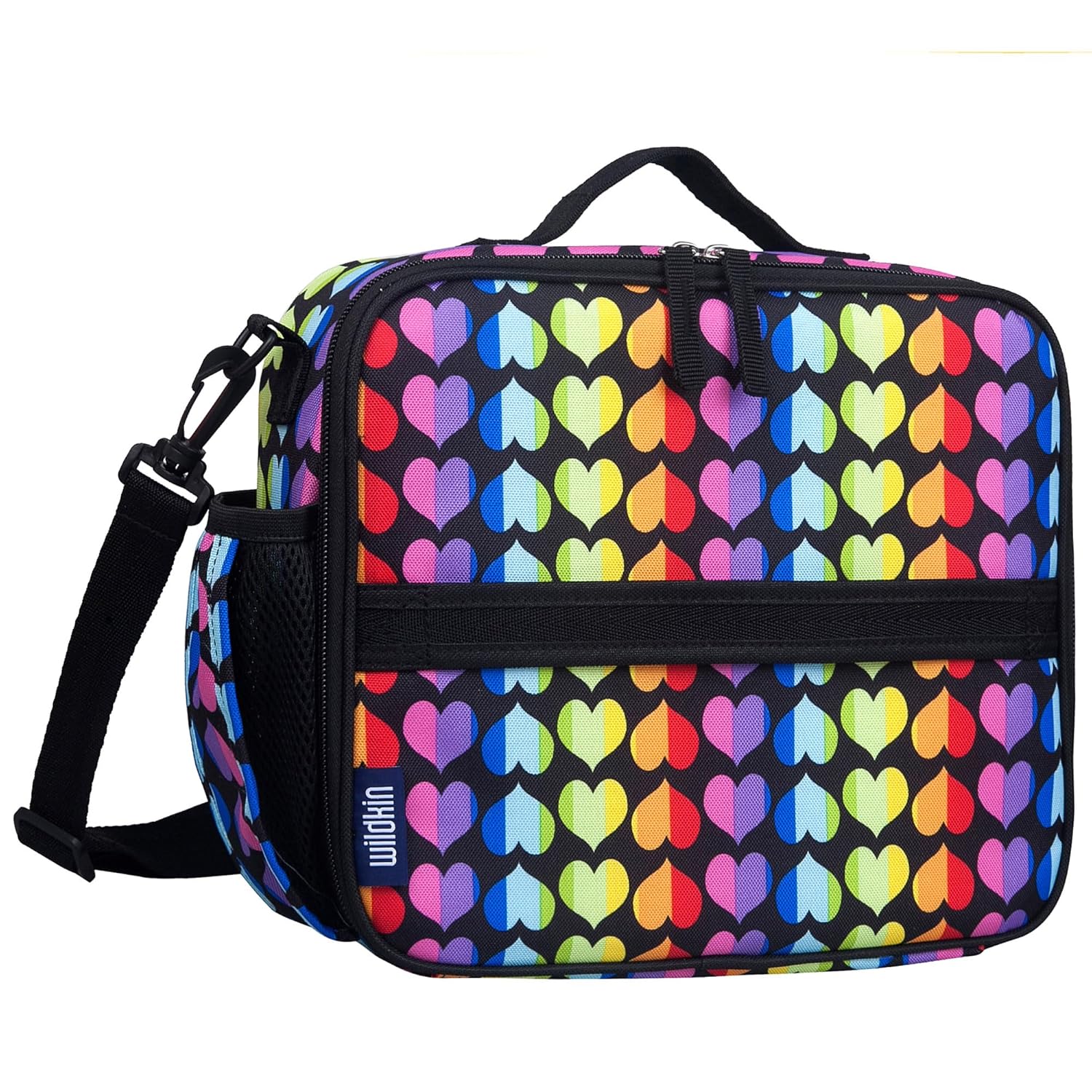 Wildkin ECO rPET Insulated Kids Lunch Box Durable Reusable Portable for School Travel - Rainbow Hearts