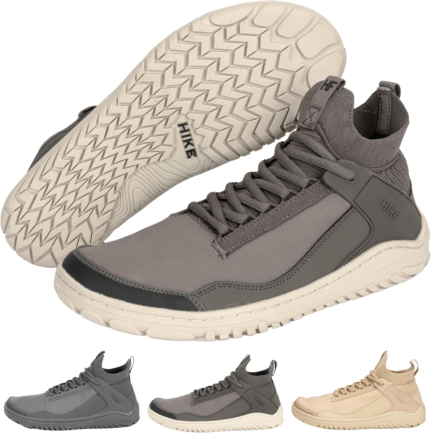 Hike Avara Trek Barefoot Hiking Shoes – Non-Slip & Trail-Grip Hiking Boots for Women Men | Zero-Drop Minimalist Outdoor Shoes with High-Cut Ankle Support for Trekking, Camping & Mountain Trails