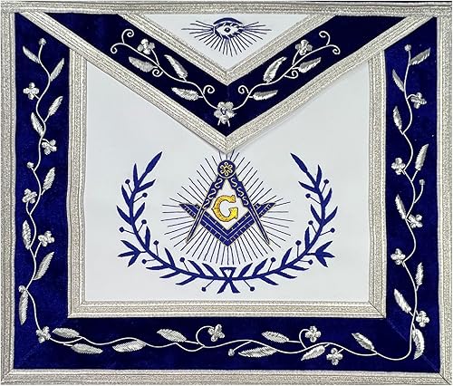 Master Mason - Delantal masónico con borde bordado, color azul y blanco