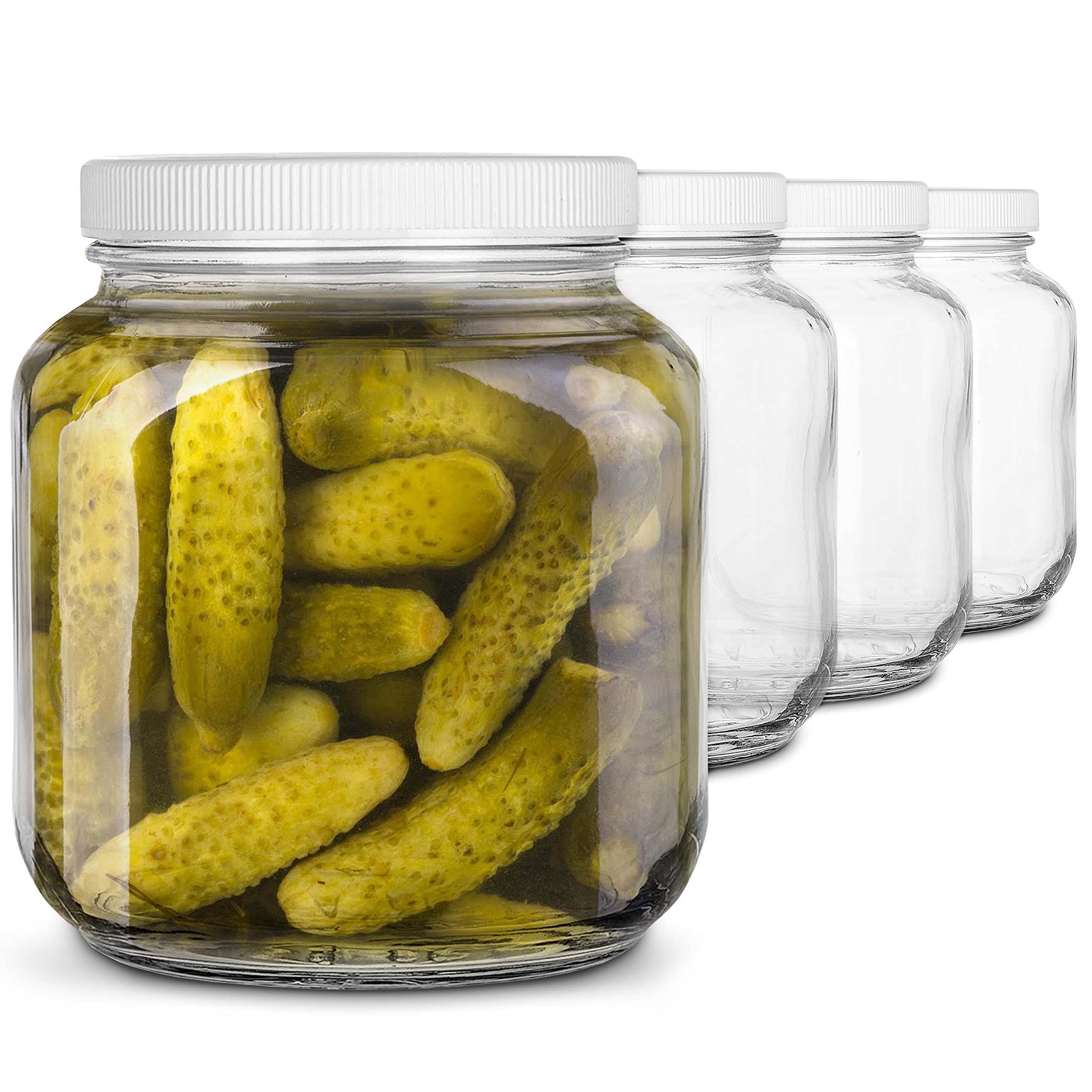 Buy 64 Oz Glass Jar with Plastic Airtight Lid (4 Pack) Half Gallon