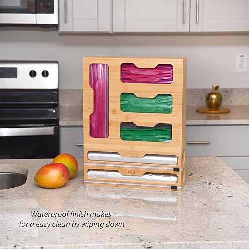 Miniatura 6 de Organizador de bolsas Ziplock, dispensador de envoltura de plástico con cortador