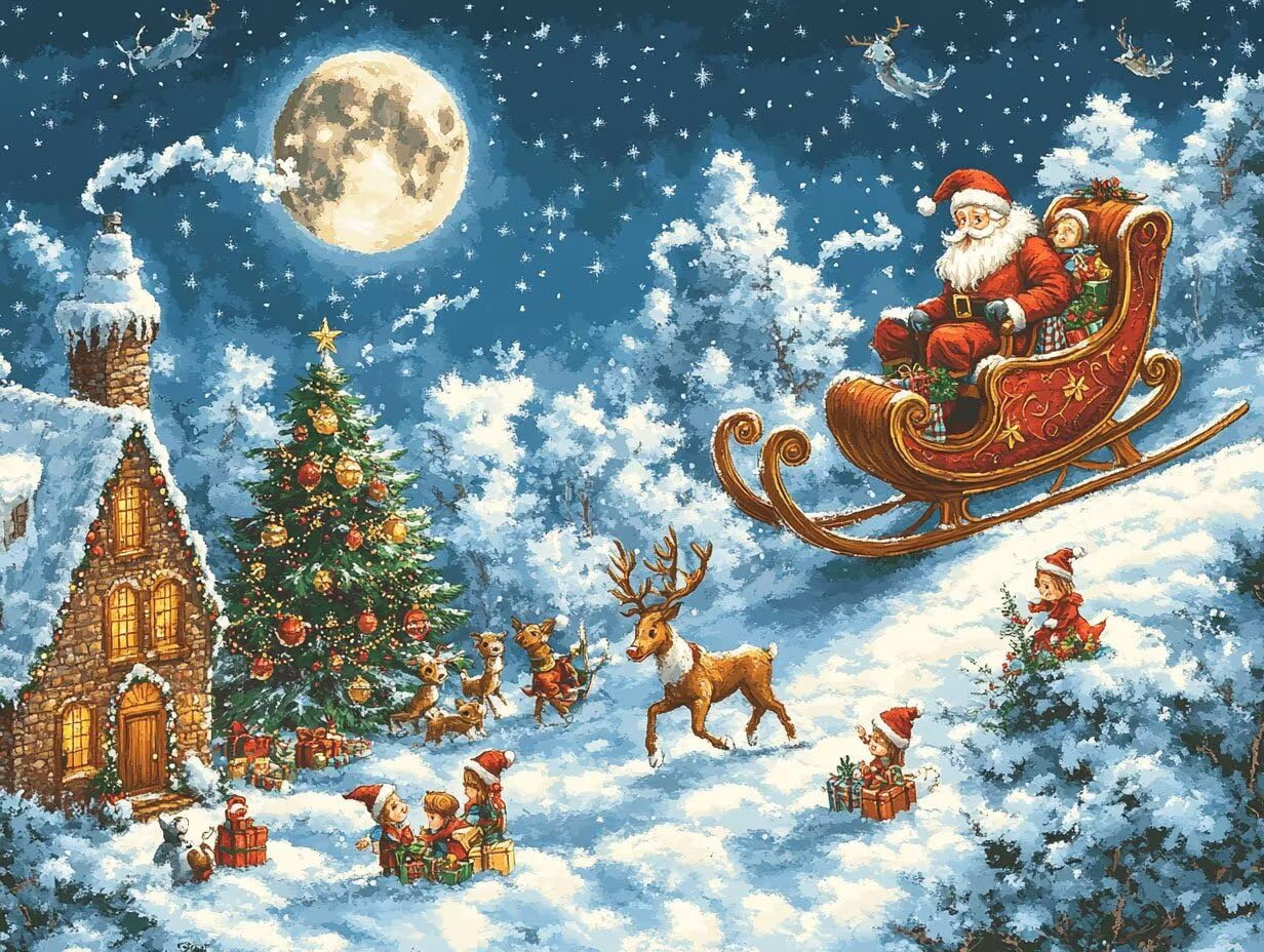Peinture Numero Adulte NoëL Coloriage par Numero Adulte Lune DIY Paint by Numbers, avec Pinceaux Peinture Loisir Creatif Enfant Numéro D'art Cadeau Femme, Pour Decoration Maison Murale 60x80cm H - 557