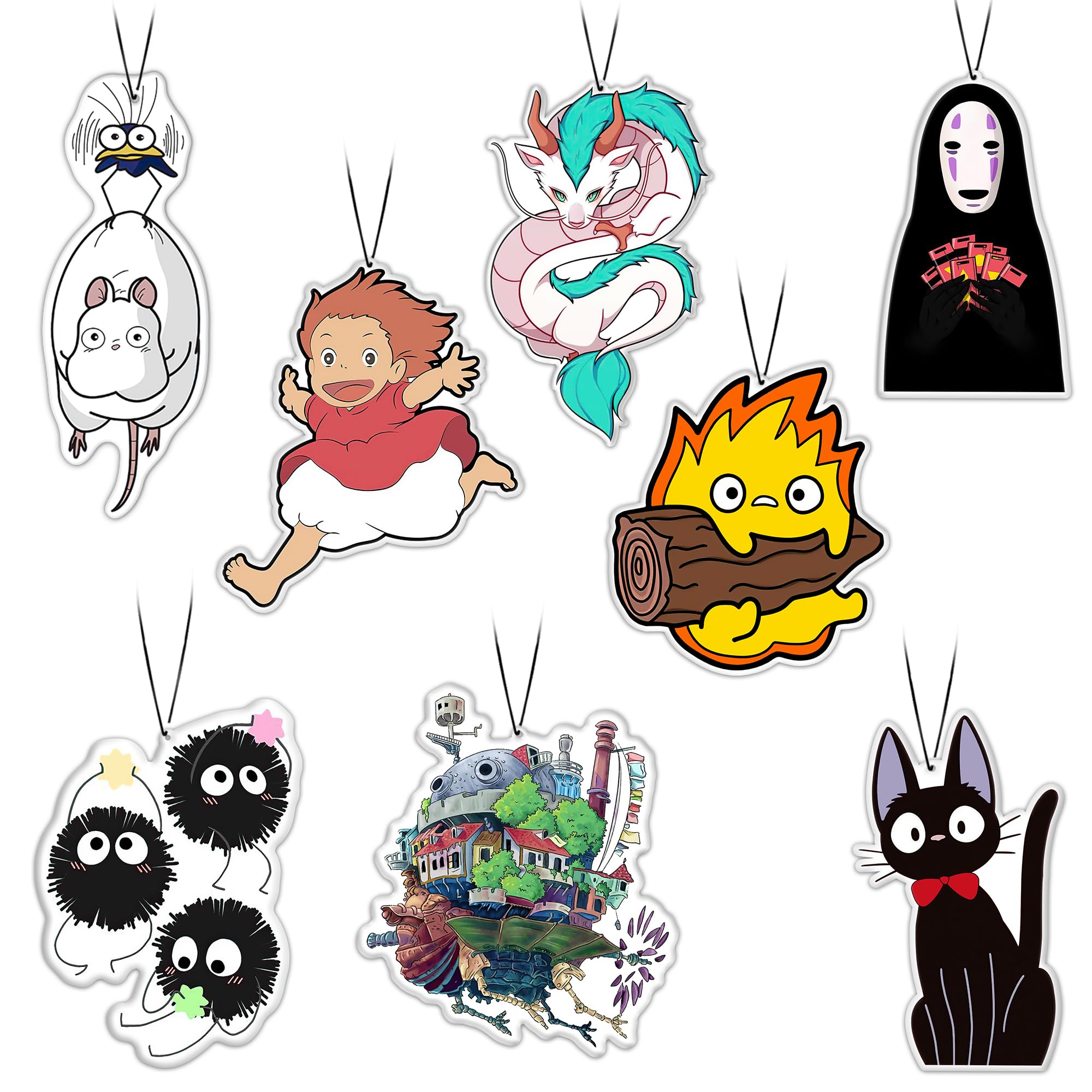 GTOTd Cute Cartoon Car Air Freshener Card 8Pack Lufterfrischer-Karte (Refreshing Ice Scent) Auto Rückspiegel Anhänger Anime Geschenk Hängende Anhänger Zubehör Christmas Dekor
