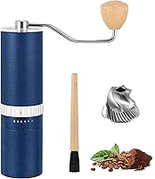 Vista 1 de vzaahu Molinillo de café manual, capacidad azul, rebabas de acero inoxidable de 1.41 onzas, cepillo, bolsa de transporte, ajuste externo ajustable