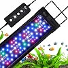 AQQA LED Aquarium Light,30W Full Spectrum 247 Mode Fish Tank LED Light,Adjustable Timer Brightness Aquarium Lighting,Memory Function Aquarium Plant Light with Extendable Bracket,for 80-100cm
