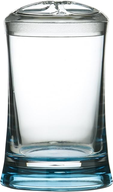 Premier Housewares 1601361 Acrylic Toothbrush Holder - Turquoise/Clear , Height 13 x width 8 x depth 8 cm