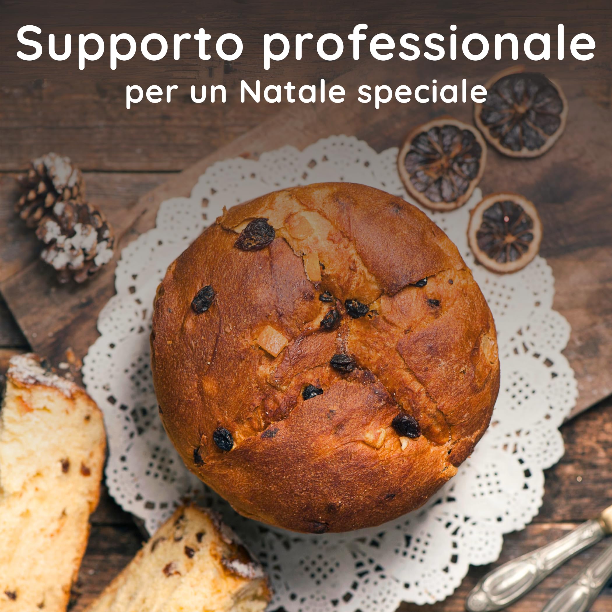 FAH - Kit 2 Supporti per Spillone Panettone, Colomba e altri Lievitati fino a 1 kg, Ferri per Panettone in Acciaio Cromato, Facile da Usare, 28 x 8 x 23 cm, da usare con Forchetta per Panettone