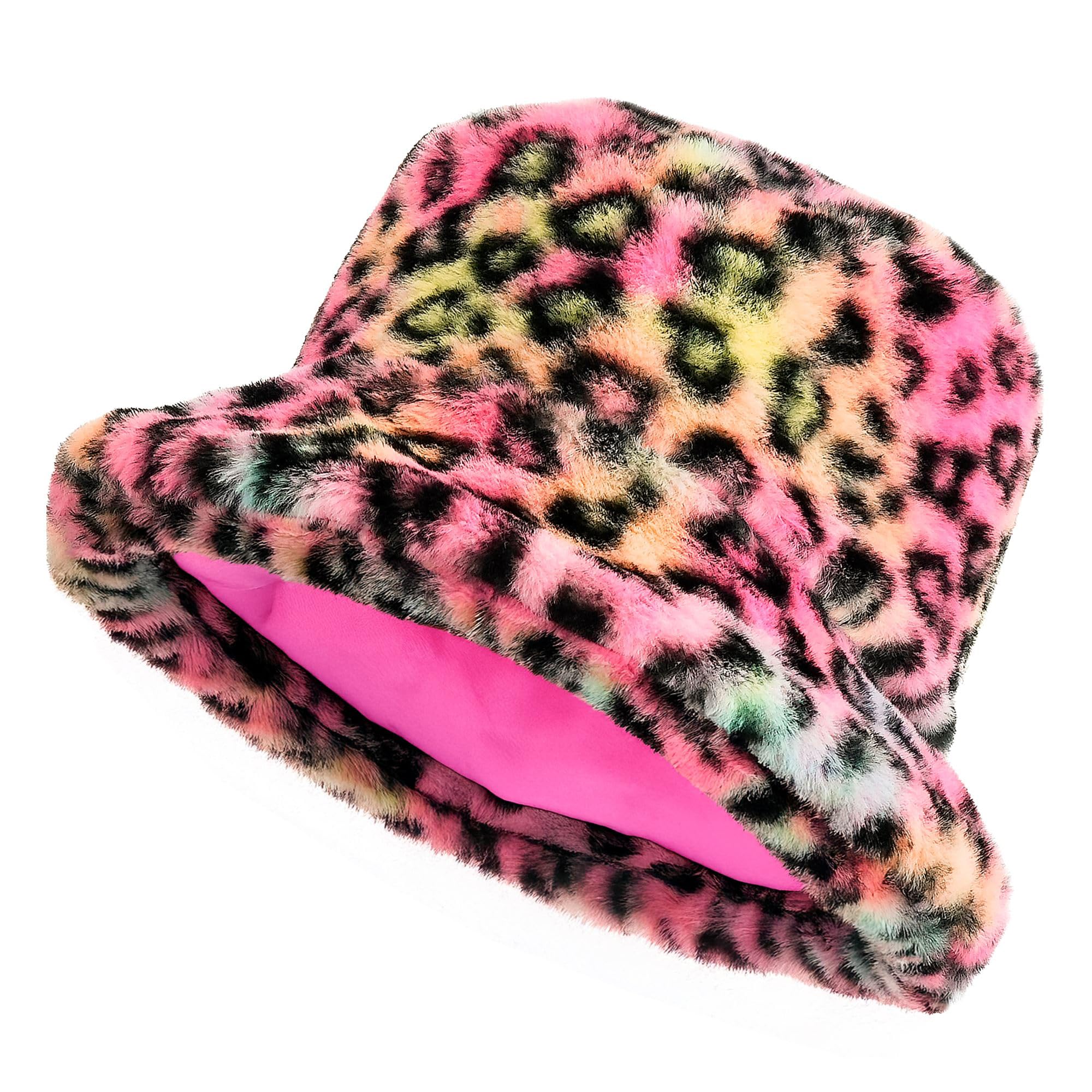 W WIDMANN MILANO Party Fashion 65072 Plush Fishing Hat Unisex - Adult Pink Leopard