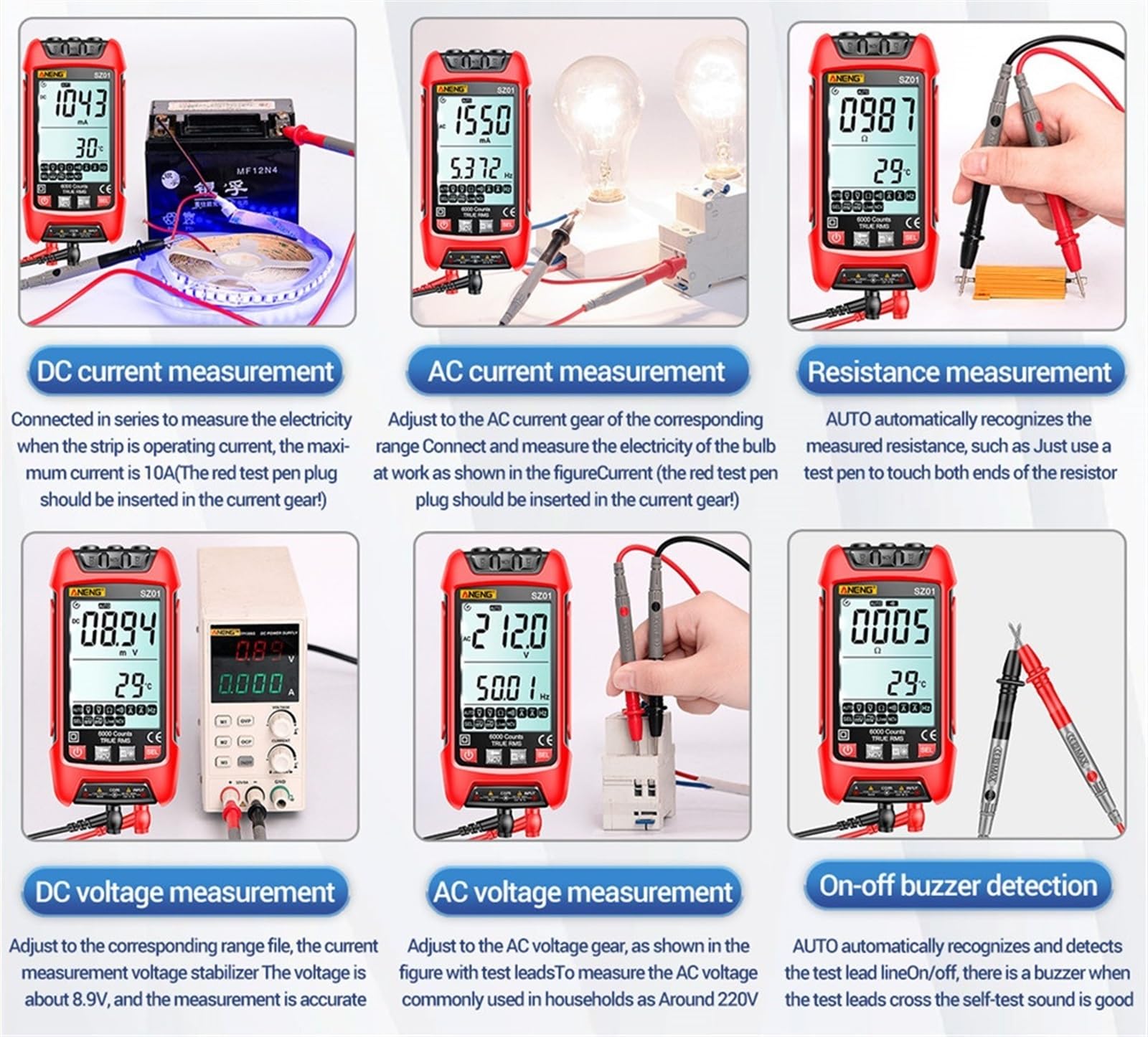 SZ01 6000 conteggio multimetro digitale professionale misuratore di capacità elettrica AC/DC corrente tensione tester strumenti elettricista(SZ01 Orange Pro)