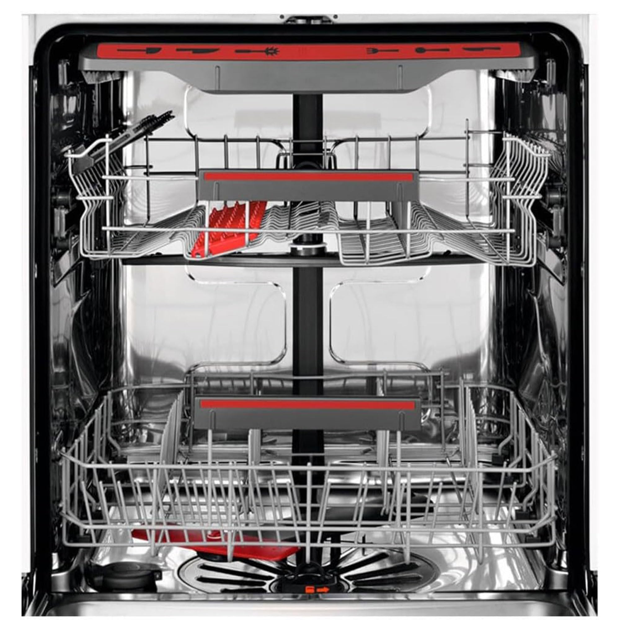 AEG FFB74917ZW Lavavajillas de 60 cm, 14 cubiertos, Sistema AirDry, Display XL, Con 3ª Bandeja para Cubiertos MaxiFlex, Función Extrahigiene, Softspikes, 44 dB(A), Blanco, Clase C