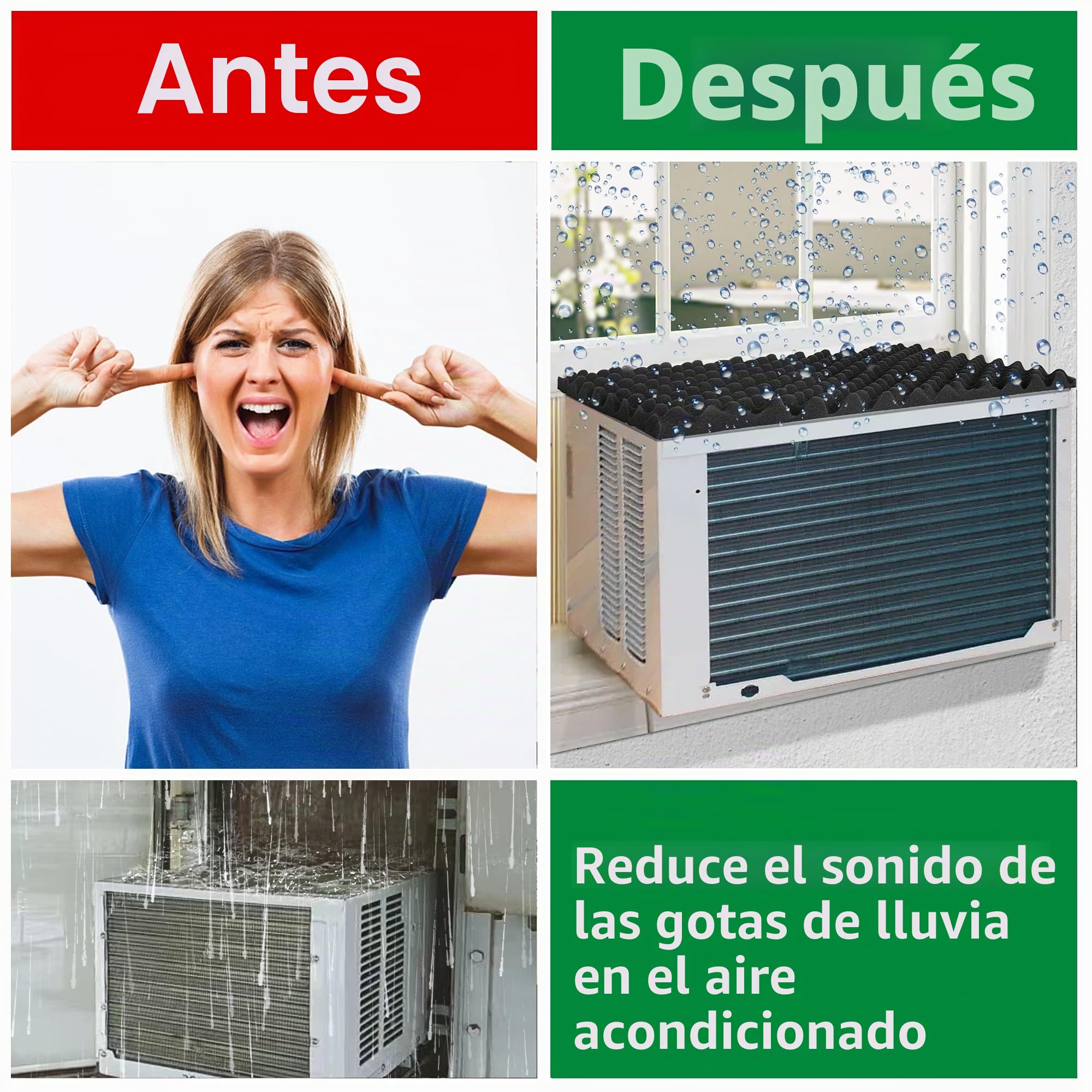 Cojín de goteo de aire acondicionado de 23.6 x 16.9 pulgadas, cojín magnético extraíble para ventana, almohadilla superior de aire acondicionado para dejar caer el ruido del agua en tu aire
