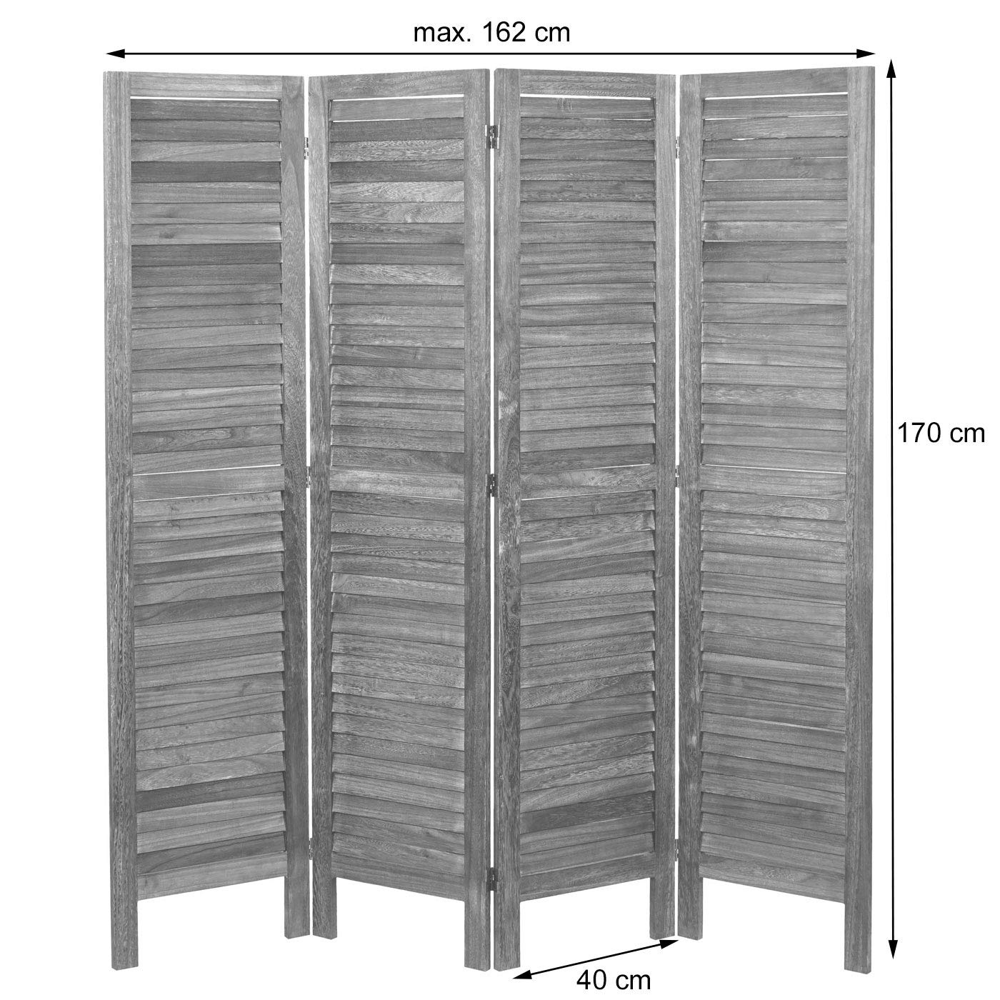 Mendler Parawan HWC-G30, ścianka działowa, ochrona przed wzrokiem, ścianka działowa, styl shabby 170 x 162 cm, jasnobrązowy