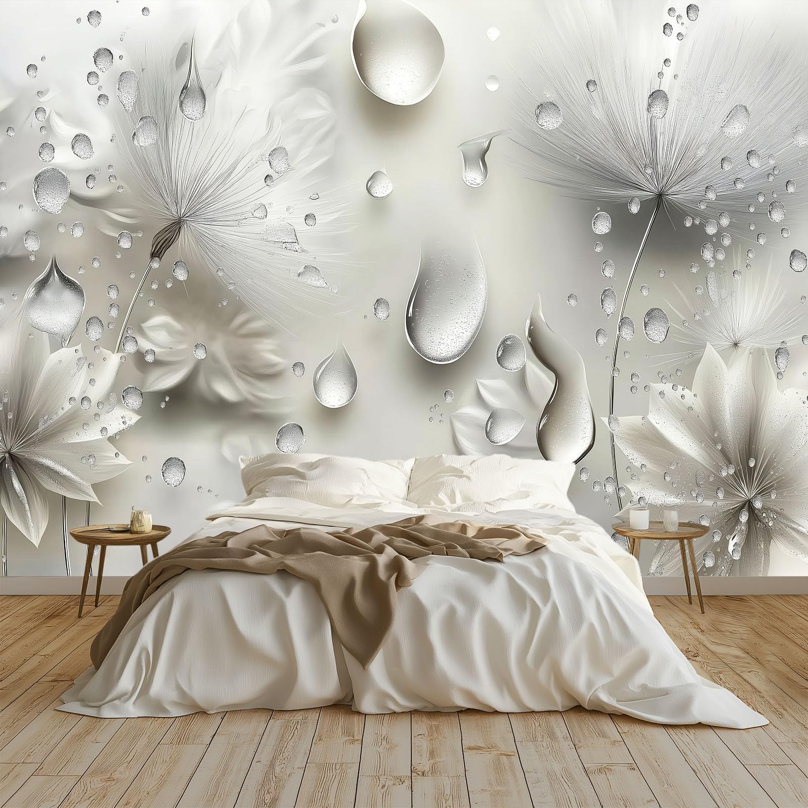 Papier peint panoramique pissenlit 3D intissé 200x140 cm pour salon