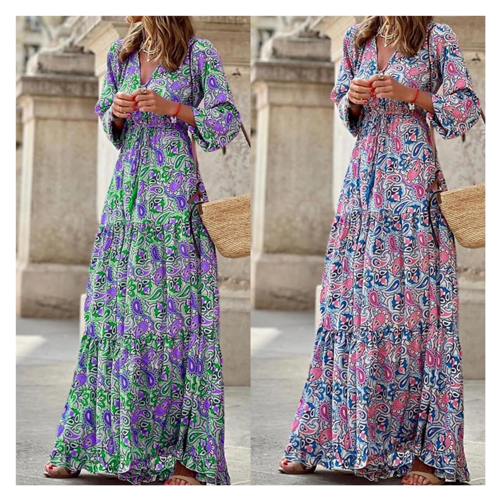 Vestido con Estampado Floral Elegante Vestido Largo con Estampado de Flores for Mujer for Exteriores Mujer