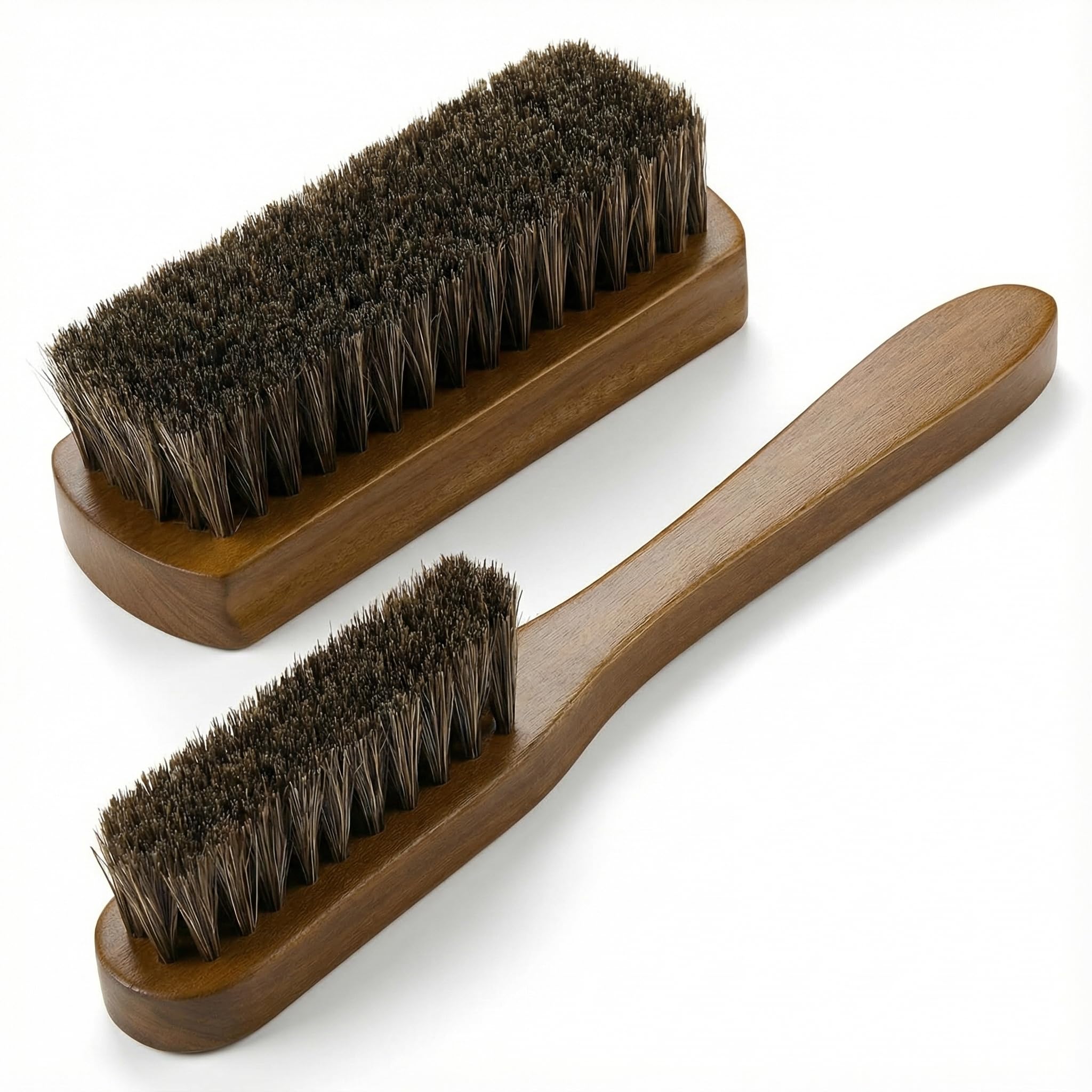 TAKAVU Leather & Upholstery Cleaning Brush Set, 100% Horse Hair Bristle, to Clean Car Seats & Leather Sofas, for Alcantara, Interiors, Furniture, Boots, Shoes, Bags and More