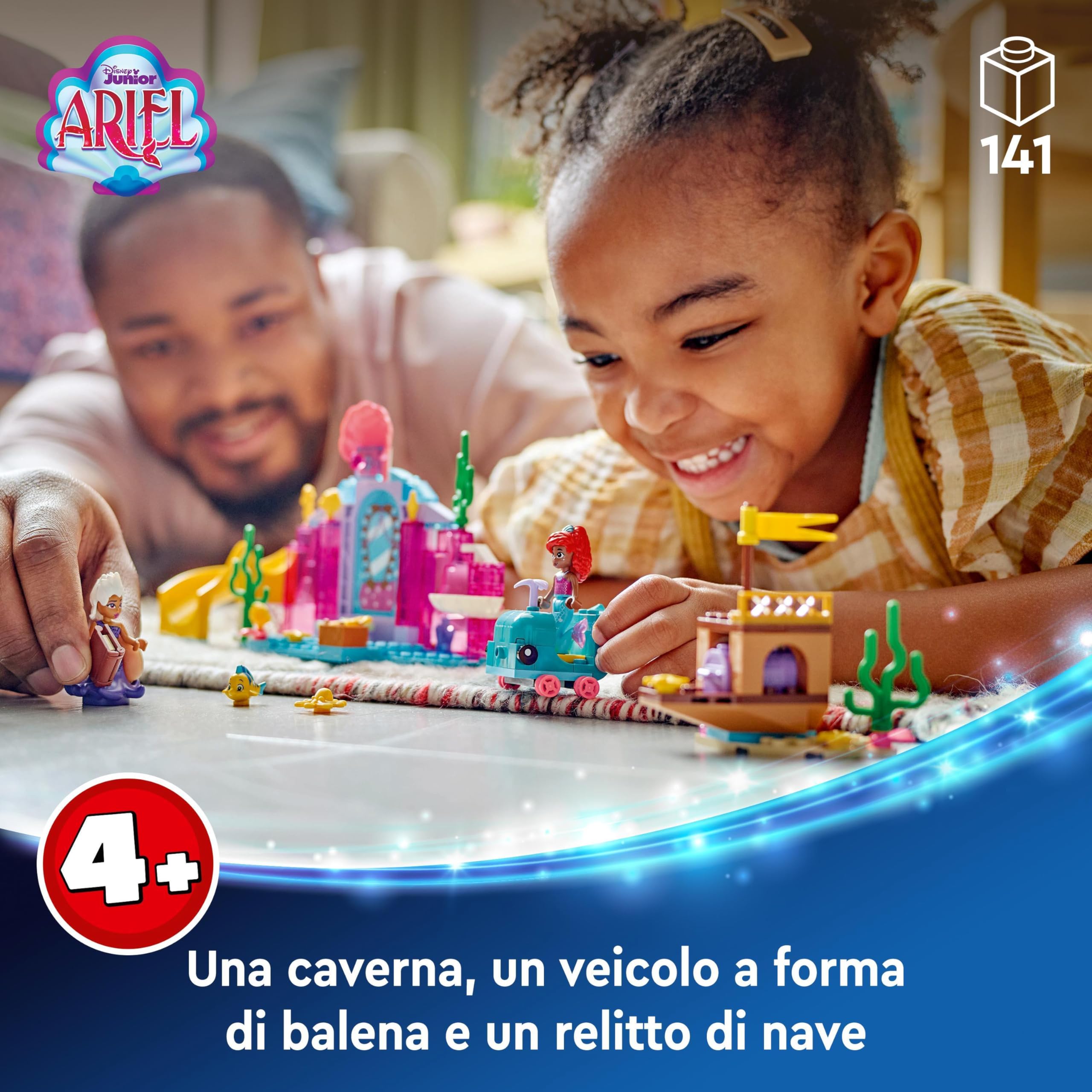 LEGO ǀ Disney La Caverna di Cristallo di Ariel Giocattolo da Costruire, Giochi per Bambine e Bambini da 4 Anni con il Personaggio della Sirenetta, Relitto di Nave e Tesoro, Idea Regalo 43254