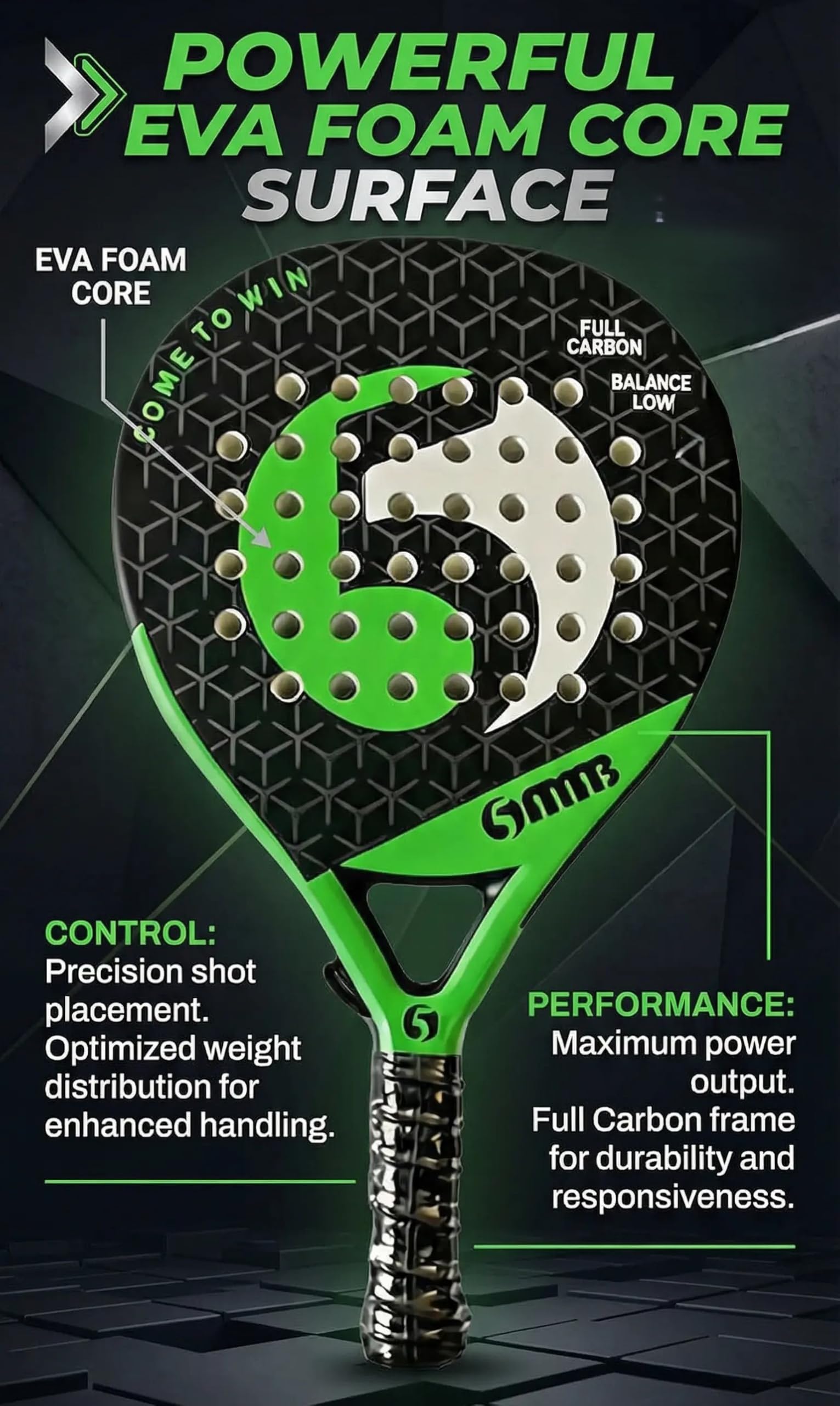 Femti Raquette de padel en 100 % fibre de carbone, raquette de padel professionnelle pour adultes, légère et durable, en mousse EVA ultra douce, parfaite pour les débutants et les joueurs de tous âges