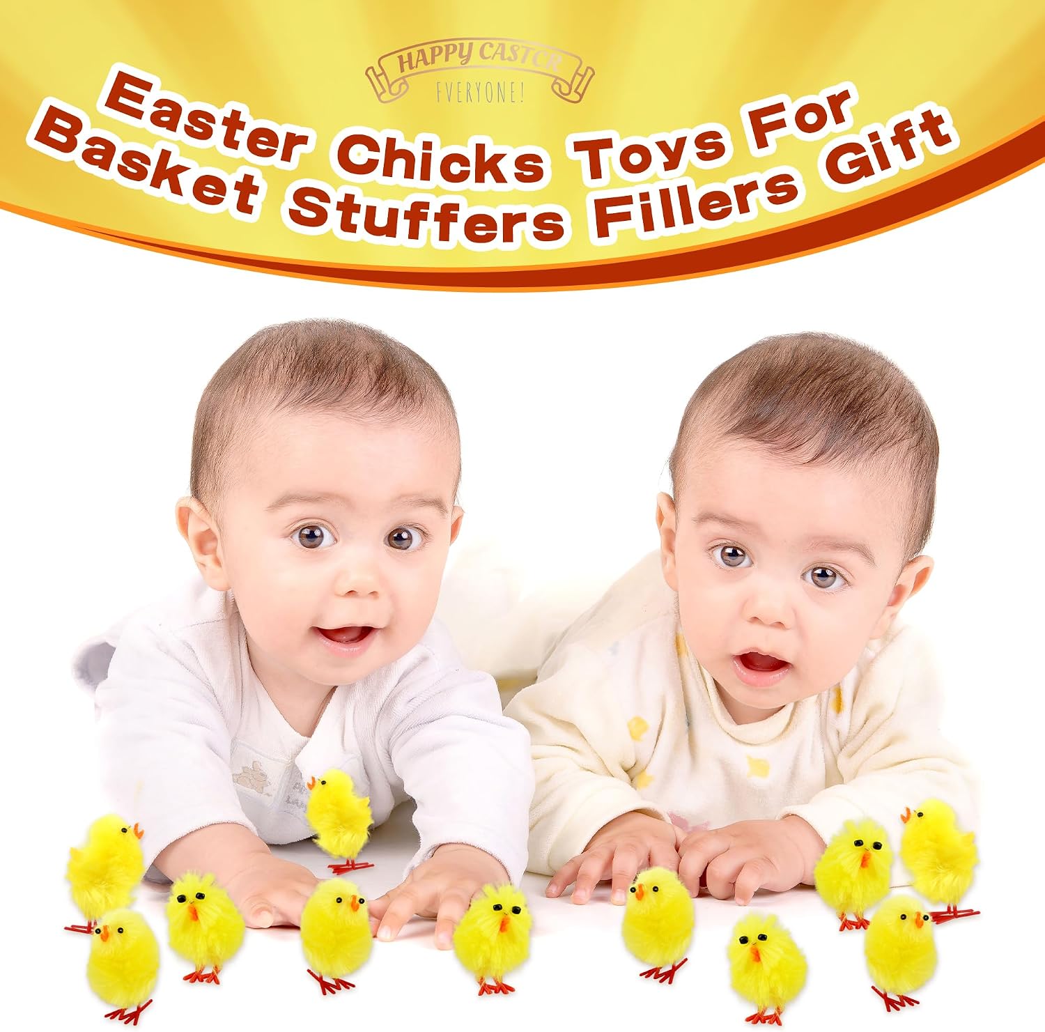 120 Pieces 1.18 Inch Easter Chick Mini Fluffy Chicks Cute Soft Yellow Small Chenille Chicks for Easter Halloween Christmas Party Supplies Gift Bag Fillers