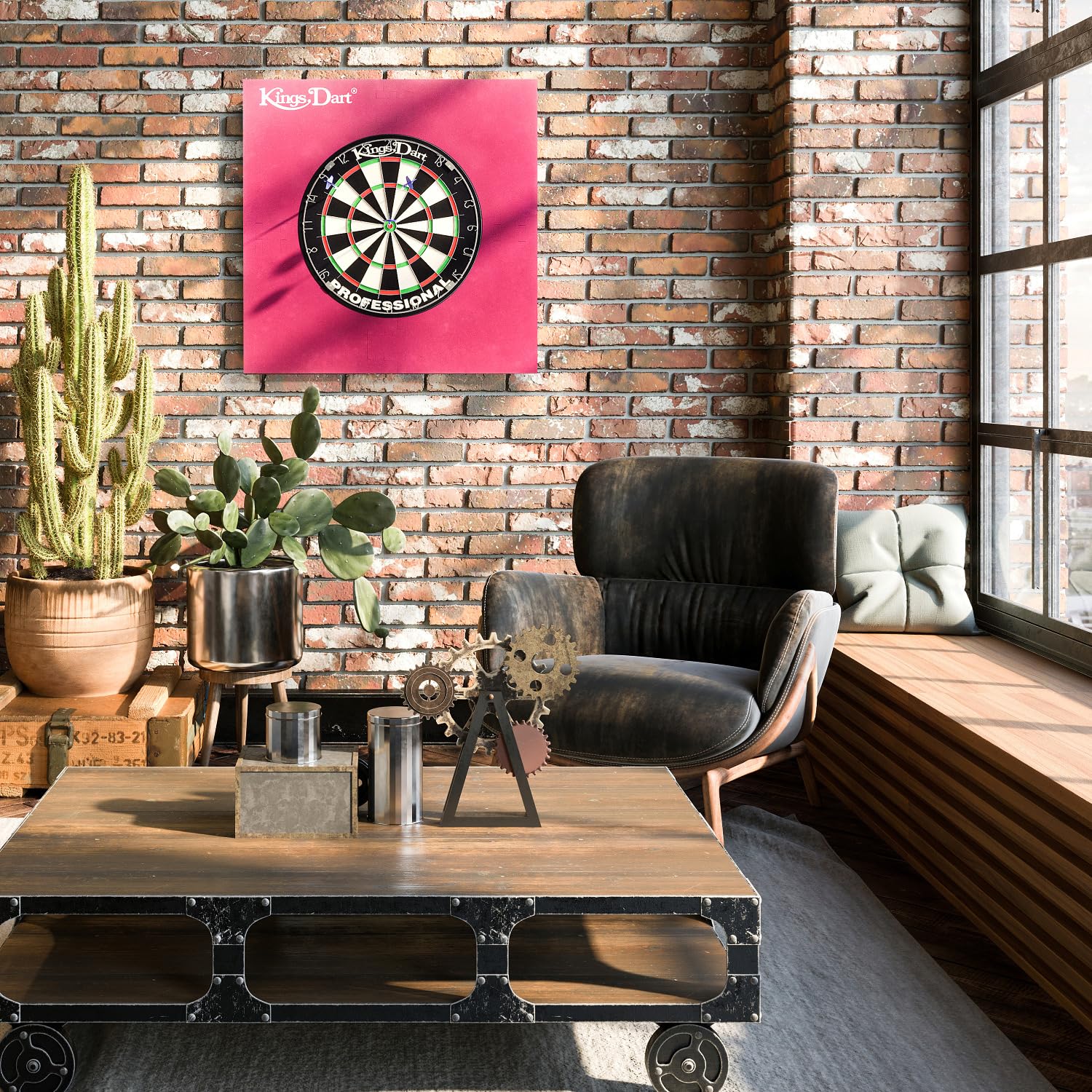Kings Dart Dart-Set | Dartboard Komplettset: Turnier-Dartscheibe + Dart-Surround | Sisal-Borsten, Spider-Feldbegrenzung | Schutz für Wand u. Darts | Für Soft- u. Steeldarts | Markenqualität