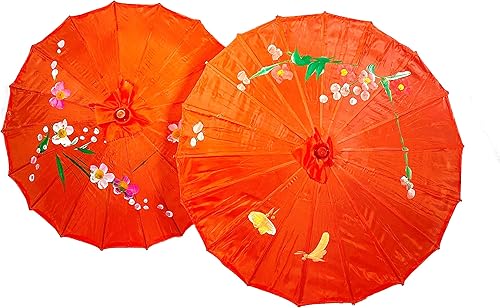 TJ Global Pack de 2 sombrillas japonesas chinas de 33 pulgadas para bodas, fotografías, disfraces, cosplay, decoración y otros eventos, 2 paraguas