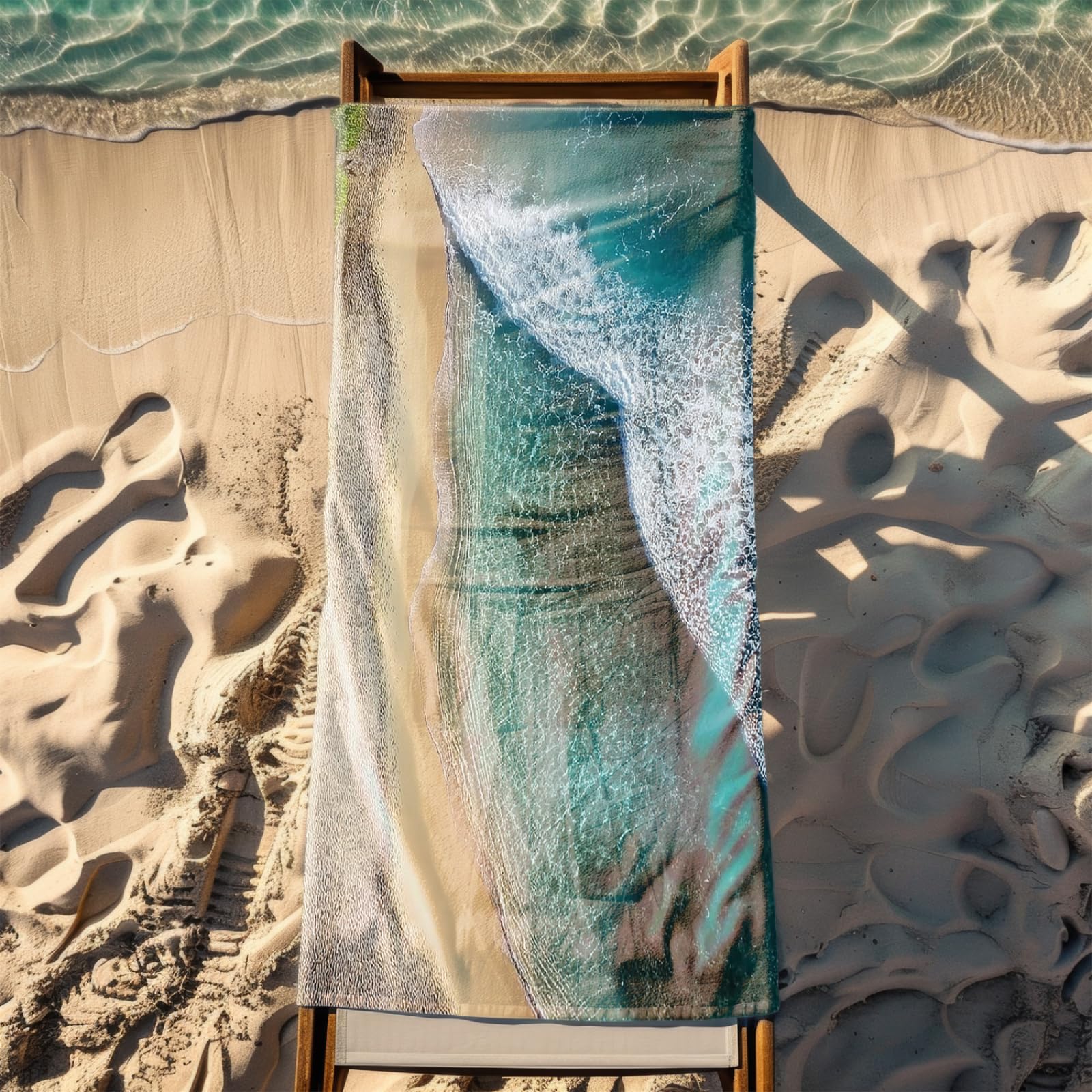 Generico Telo Mare Microfibra 200X100 Onde Grigio Verde Asciugatura Rapida Telo da Spiaggia Sabbia Per Donna Uomo Viaggi Vacanze Nuoto Campeggio