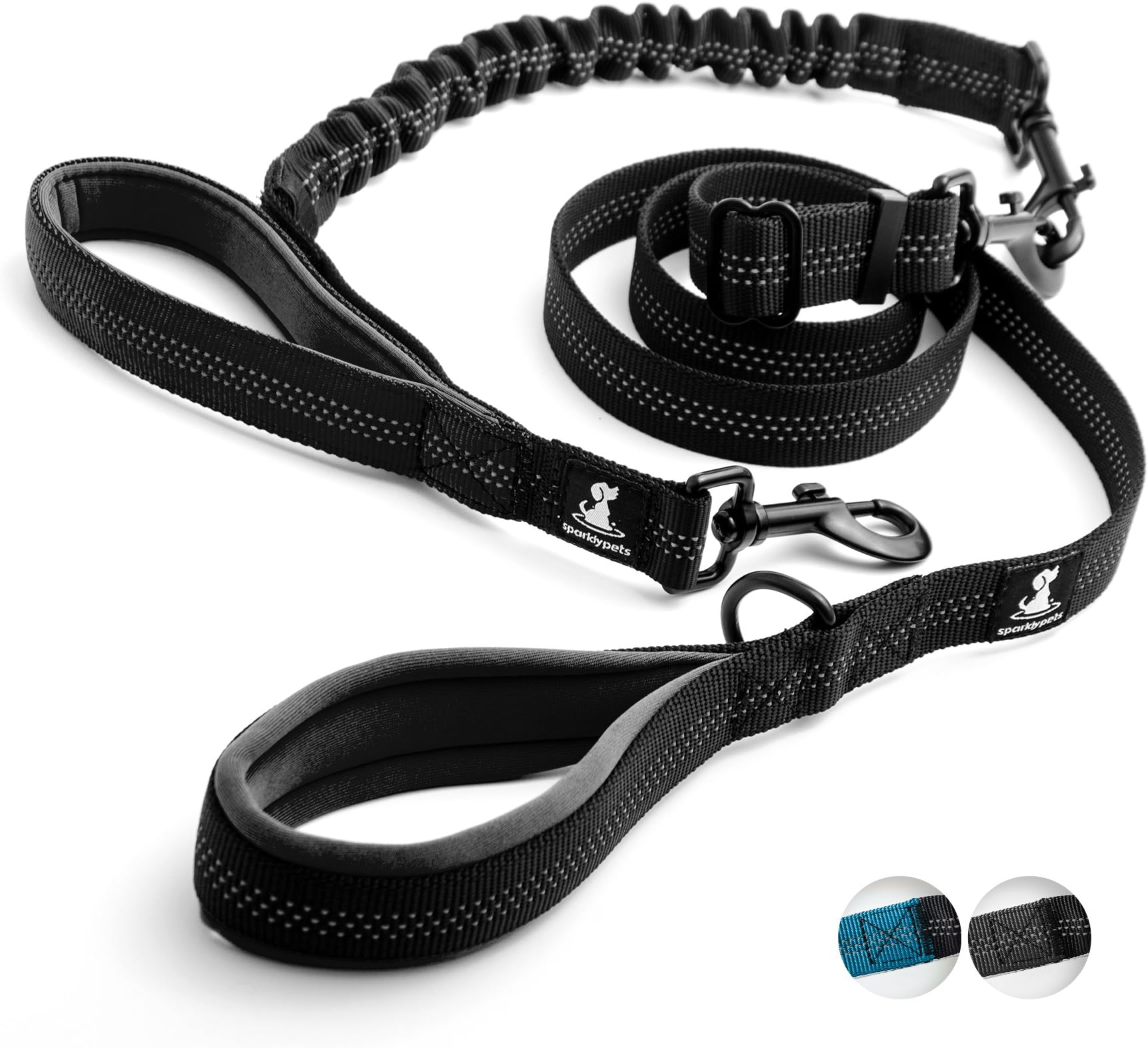 Original Double Handle Leash a Tactical Bungee Leash for Medium and Large Dogs with Two Soft Padded Handles - 6 ft Dog Leash – Reduces Pulling Shocks and Prevents Injuries