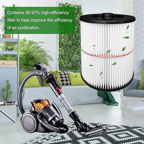 Miniatura 2 de Filtro de repuesto para Shop Vac Craftsman 9-17816 Filtro de aire húmedo y seco para aspiradora de 5, 6, 8, 12 y galones más grandes, paquete de 2