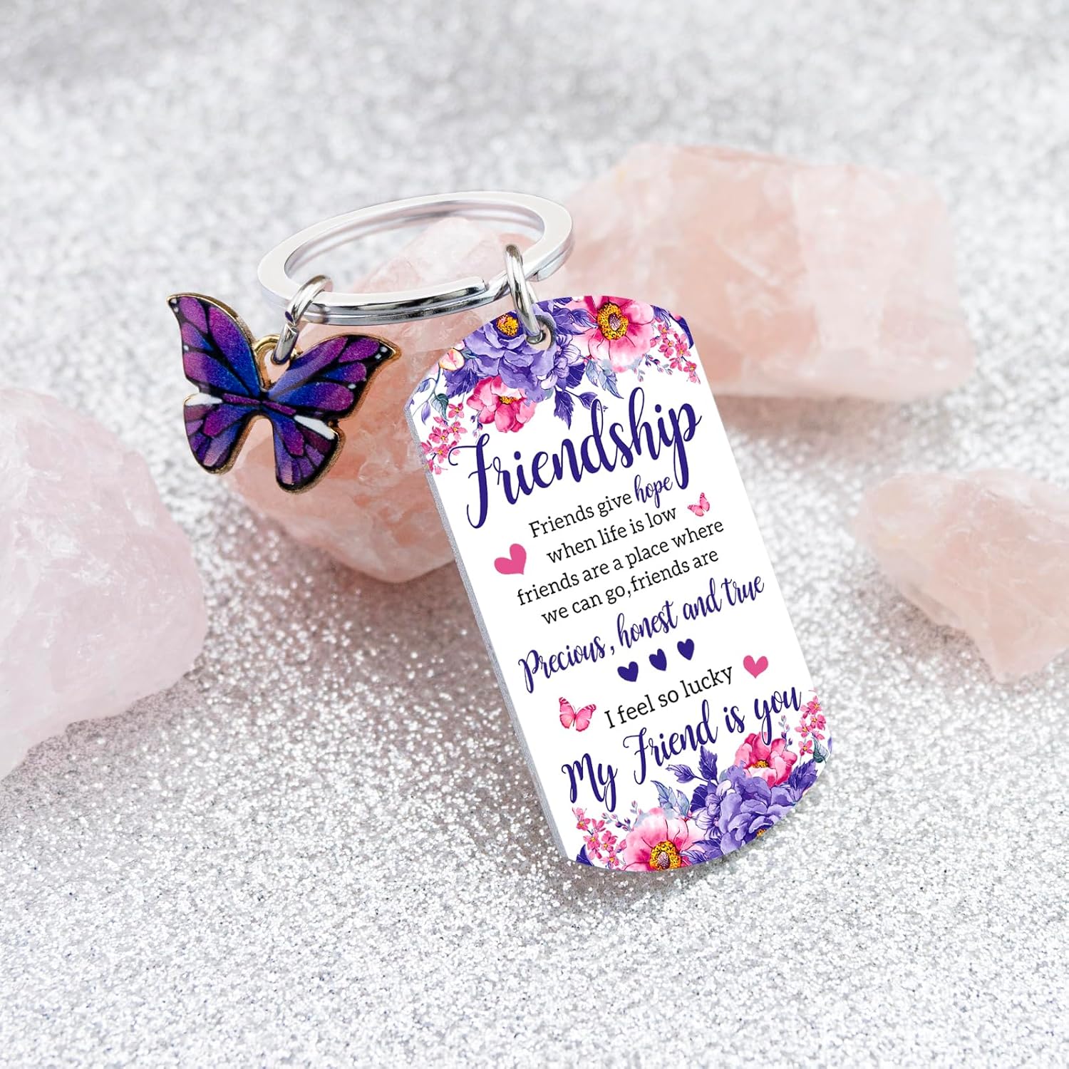 Long Distance Friendship Gifts For Women Best Friend Keychain Gift Ideas Cute Butterfly Keychain Purple Gifts For Best Friend Birthday Easter Stuff Gift For Sister Bestie Bff Girls - Image 4