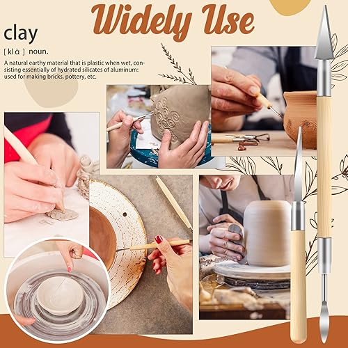 Miniatura 10 de Jetmore Paquete de 12 herramientas de arcilla, herramientas de cerámica y herramientas de escultura, cortador de arcilla de modelado de polímeros,