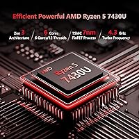 Vista 2 de Laptop, Laptop de juegos AMD Ryzen 5 7430U, Laptop de 15.6 pulgadas con 16GB RAM y 512GB SSD, Laptop con AMD Radeon, Laptops con teclado